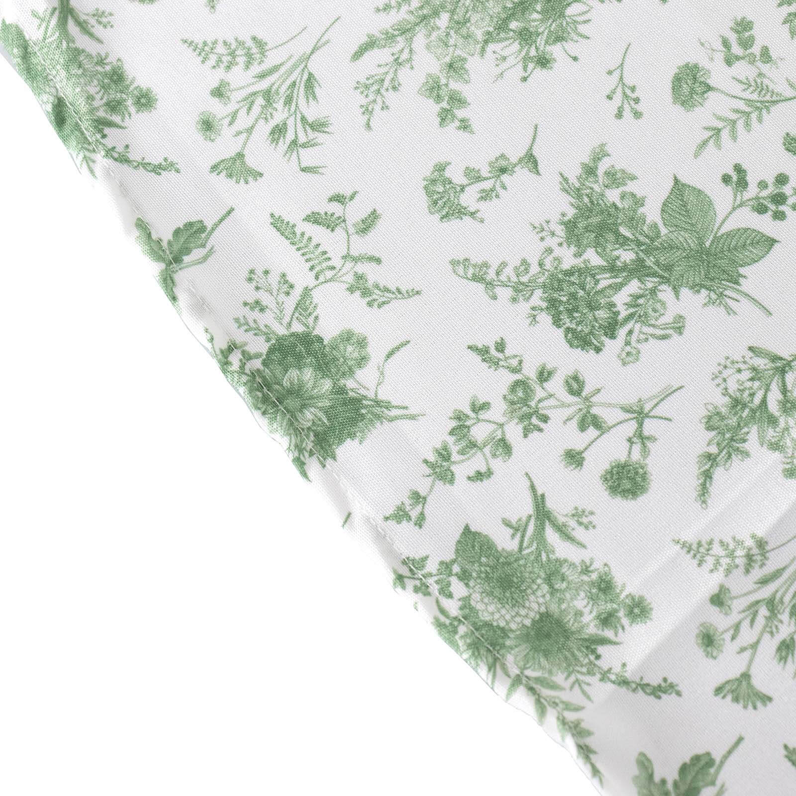 Premium Polyester 90x156 Rectangle Dusty Sage Green French Toile Seamless Tablecloth for Fine Dining