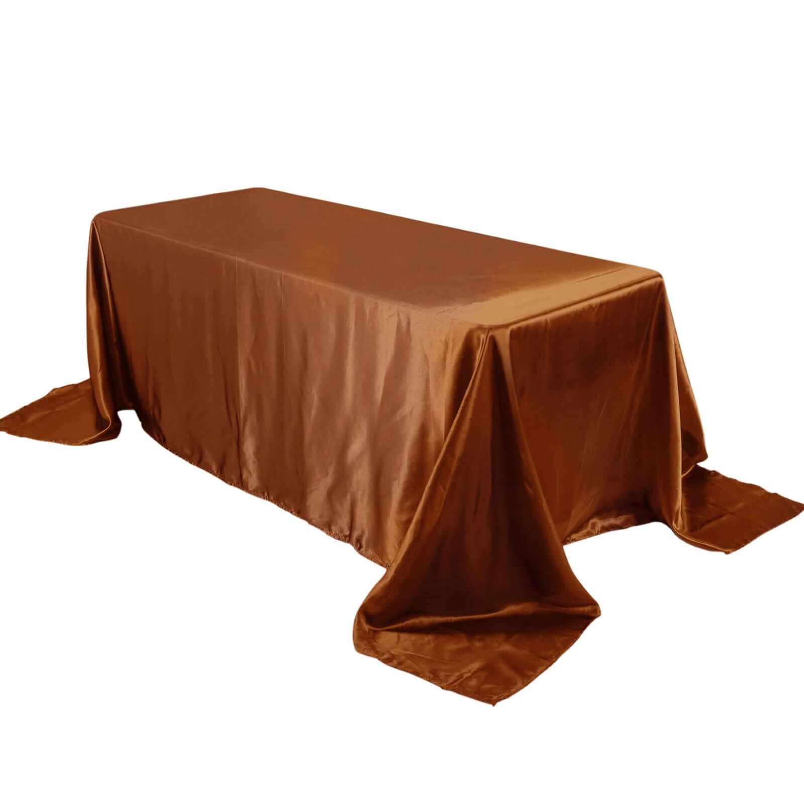 Hot Deal! Seamless Satin Rectangular Tablecloth in Cinnamon Brown, 90x132 Size