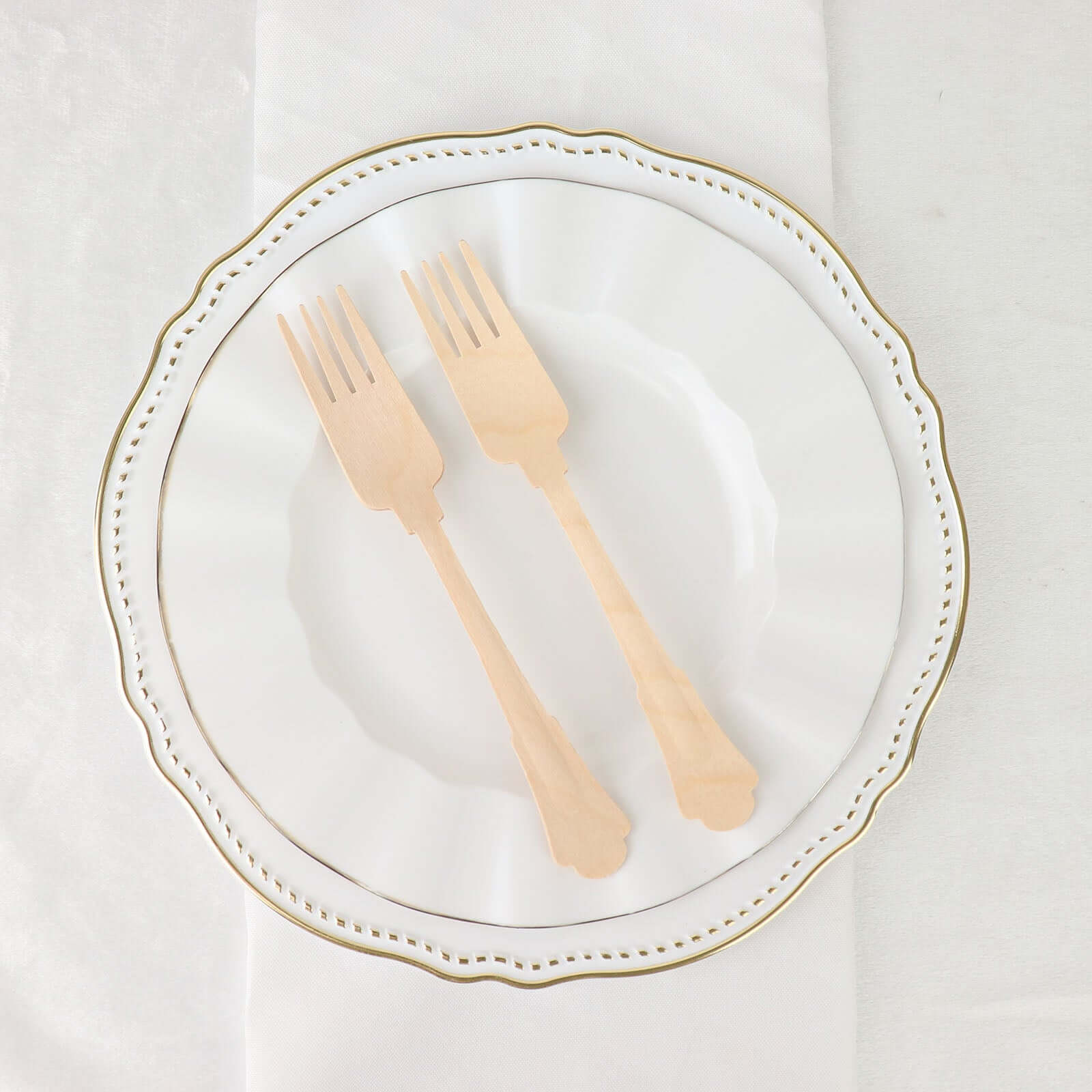 24-Pack Natural Birchwood Forks with Baroque Design - Ideal for Rustic Outdoor Parties! Eco-Friendly & Biodegradable
