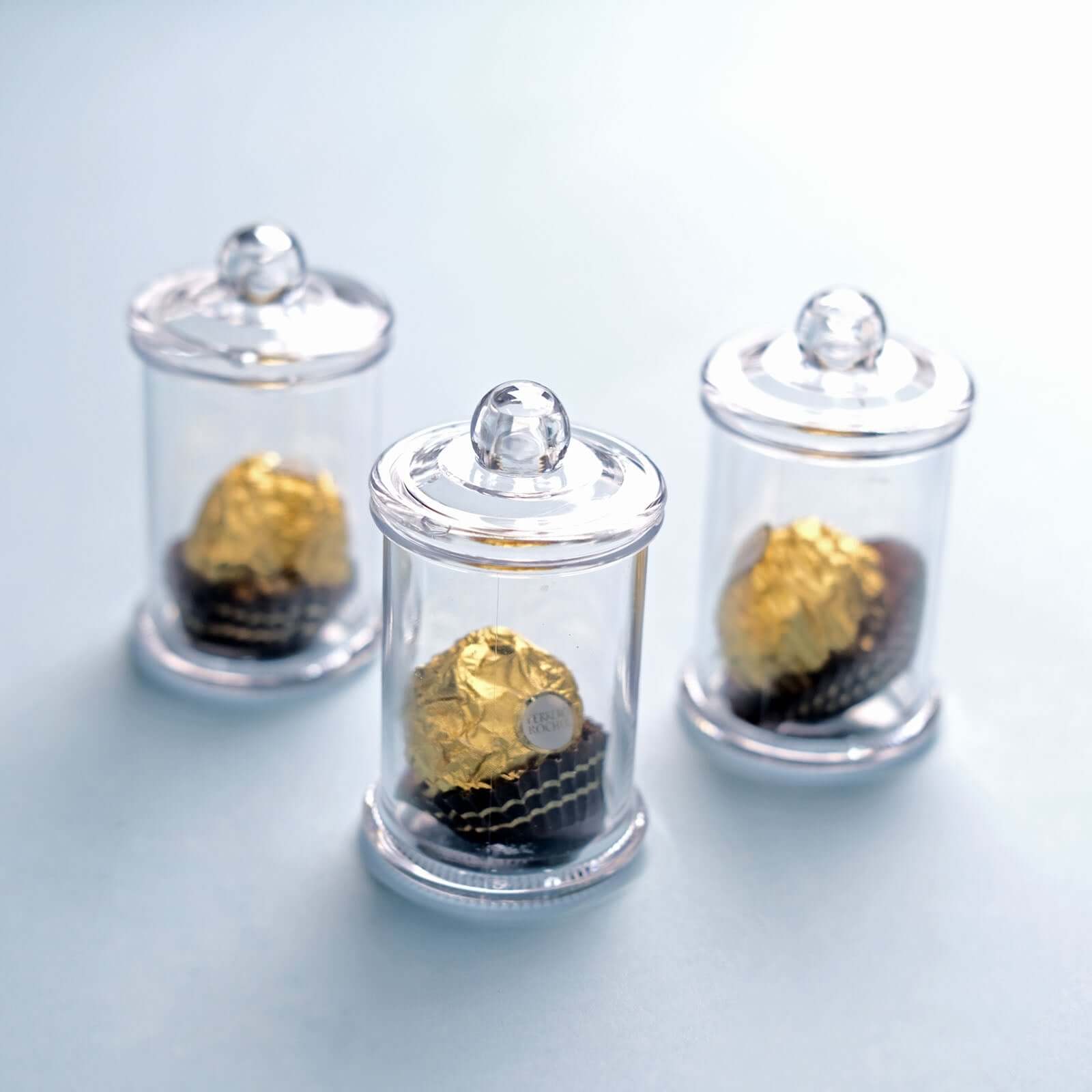 Hot Sale! 12-Pack Disposable Plastic Candy Jars with Clear Lids for Party Favors, 3.5 Inches