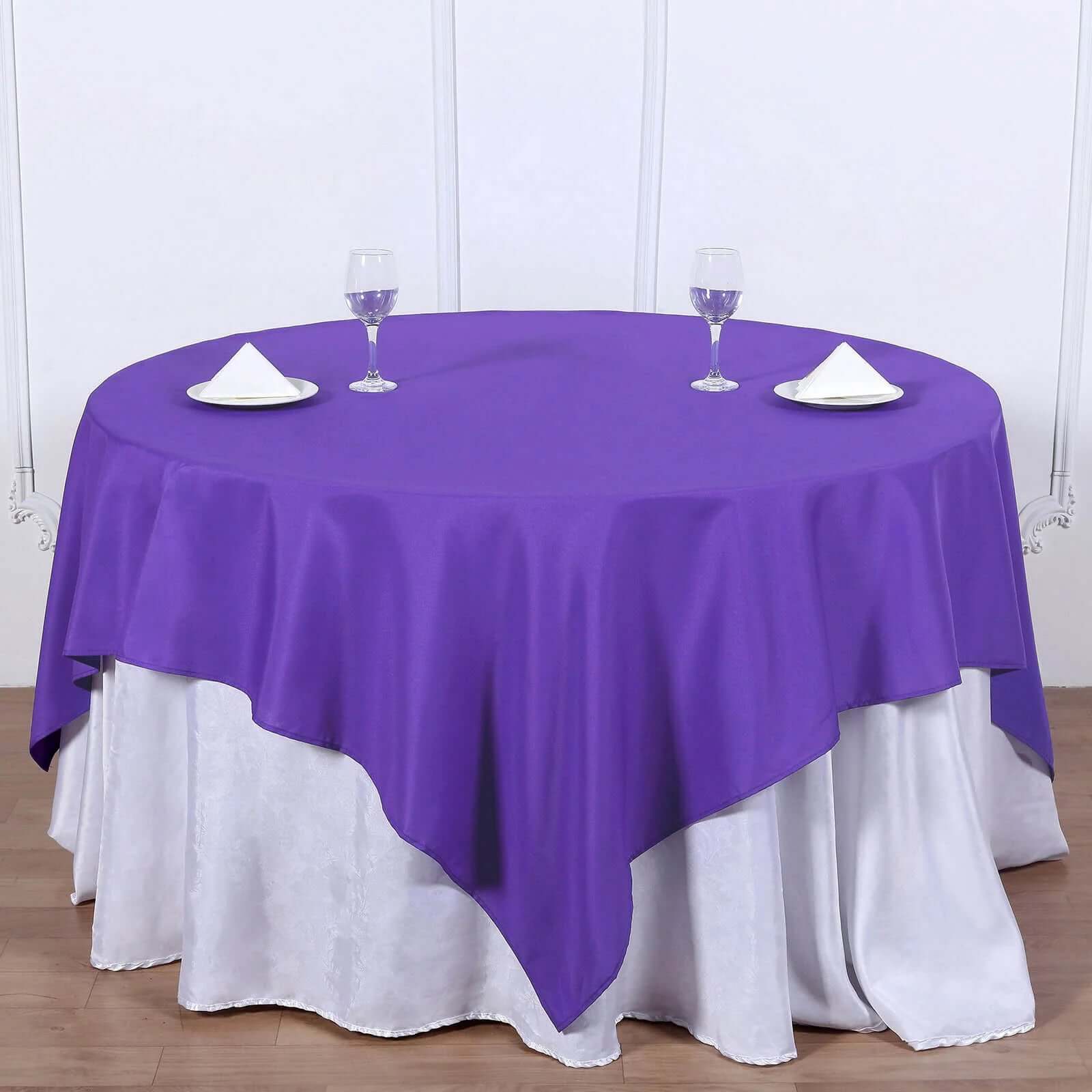 Purple 70x70 Wrinkle-Resistant & Durable Polyester Square Table Overlay