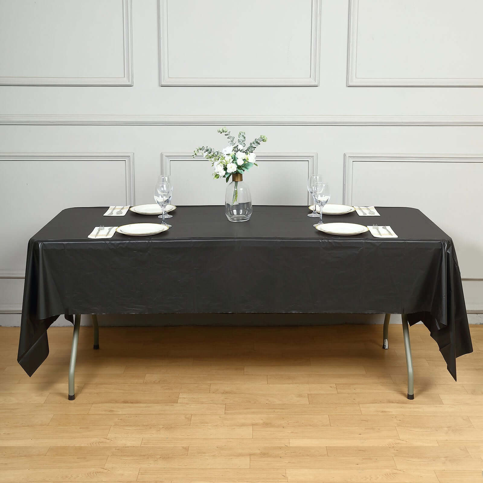 Hot Deal! 5-Pack Black PVC Disposable Rectangle Table Covers 54x108