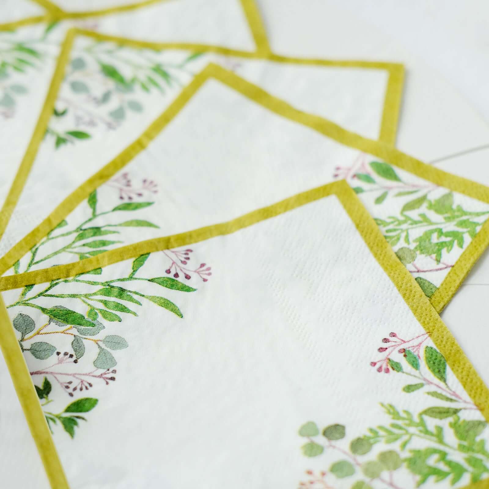 24-Pack Soft 18GSM 2-Ply Paper Dinner Napkins with Tropical Eucalyptus Design for Weddings and Cocktails