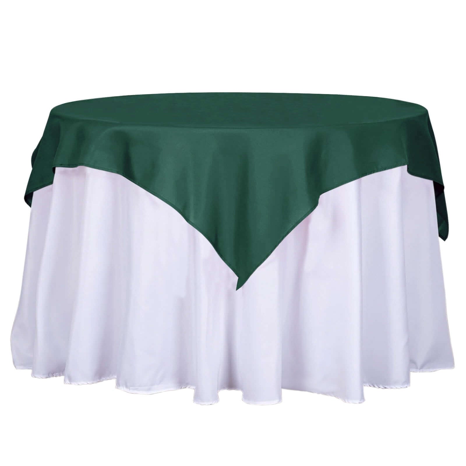 Polyester 54x54 Table Overlay Square Tablecloth Hunter Emerald Green - Wrinkle-Resistant & Durable Table Cover