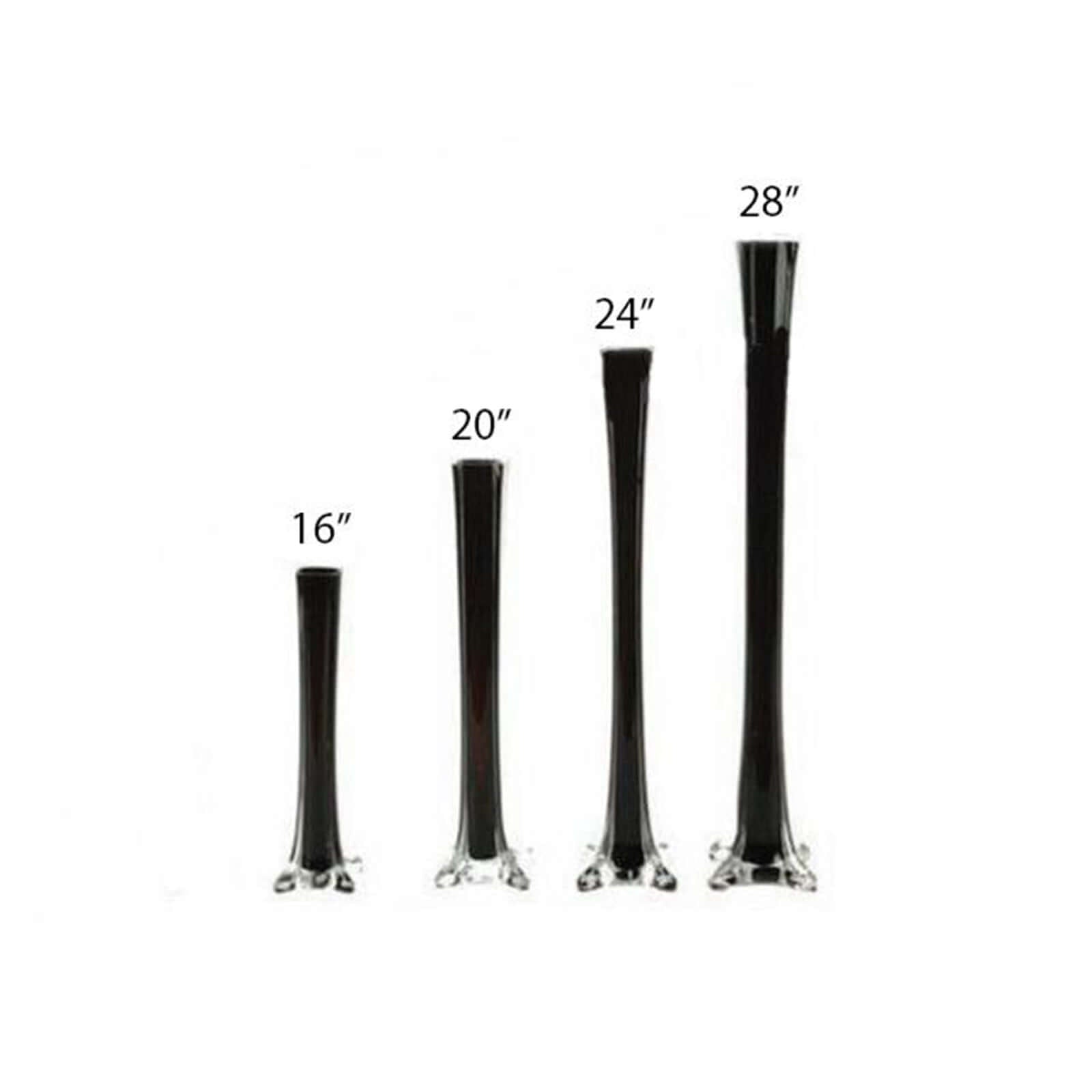 Hot Sale! 6-Piece Set of Black Glass Eiffel Tower Flower Vases for Tall Wedding Table Decor