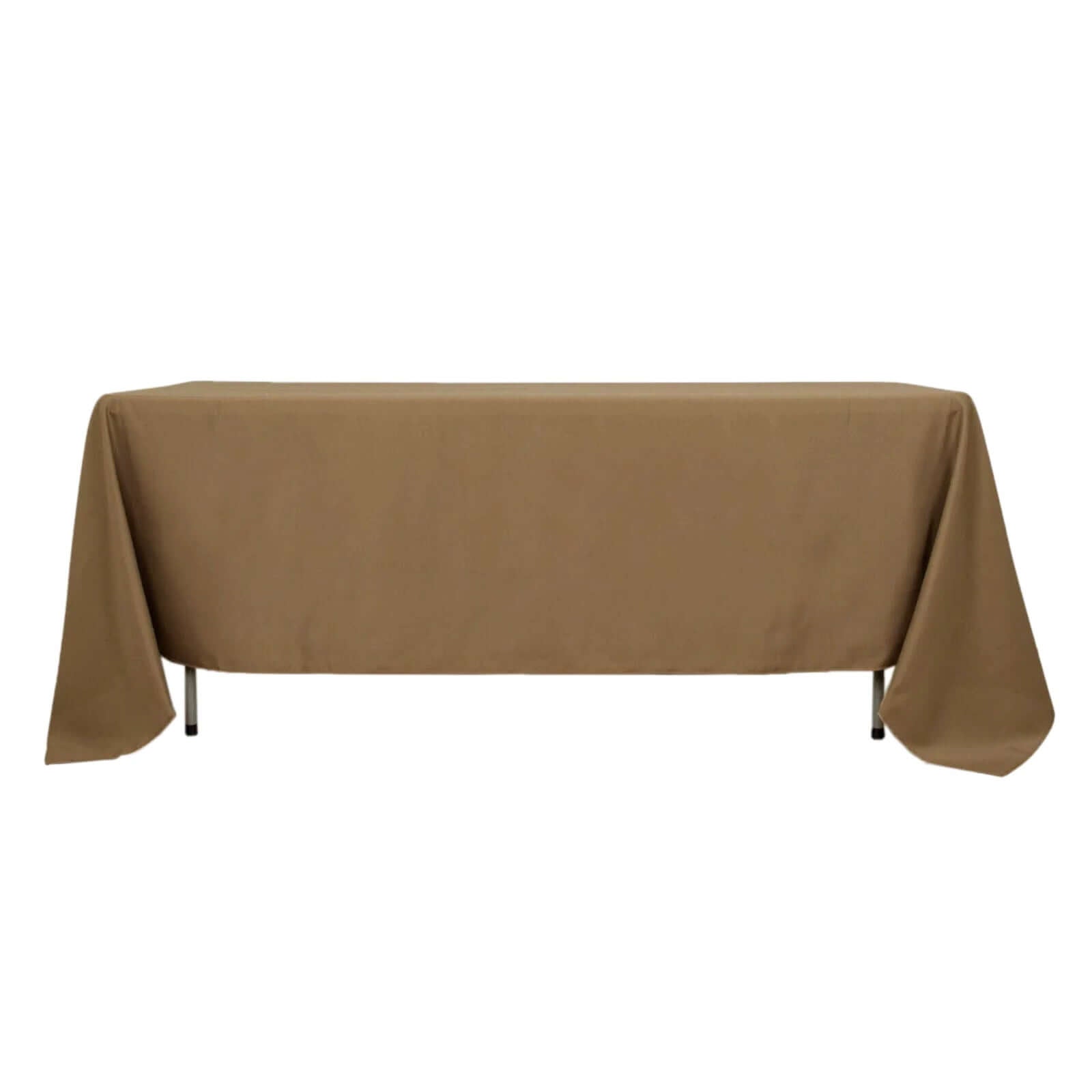 Durable and Stylish 72x120 Taupe Polyester Rectangle Tablecloth