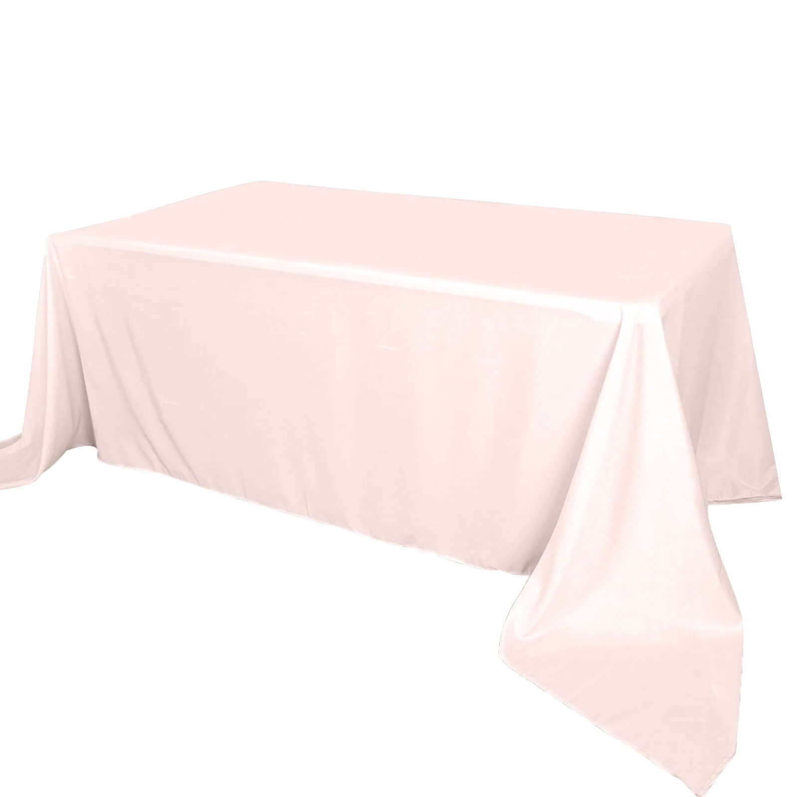 Get This Seamless Wrinkle-Resistant 90x156 Polyester Rectangle Blush Tablecloth Now