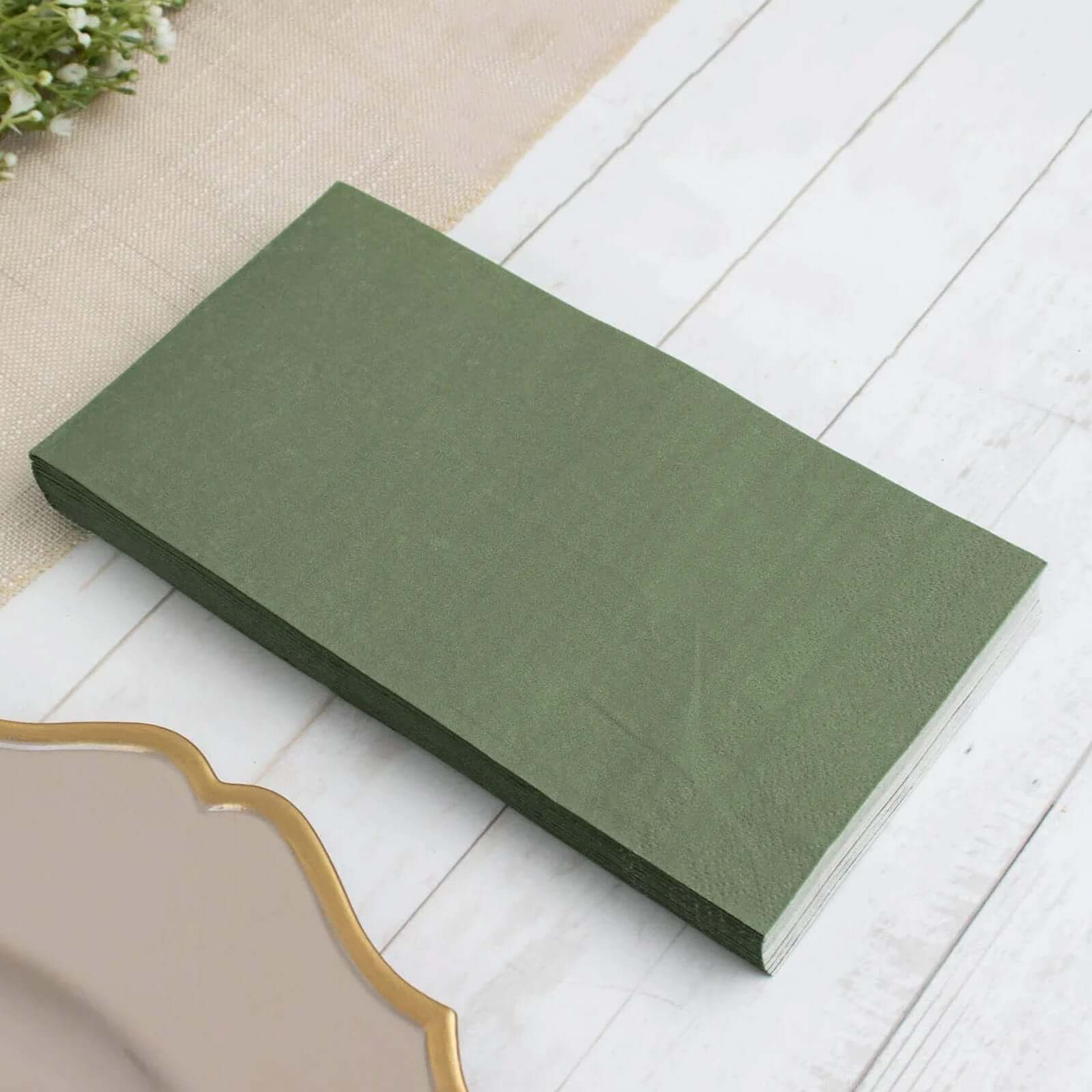 50-Piece Soft Dusty Sage Green Disposable 2-Ply Paper Napkins for Weddings