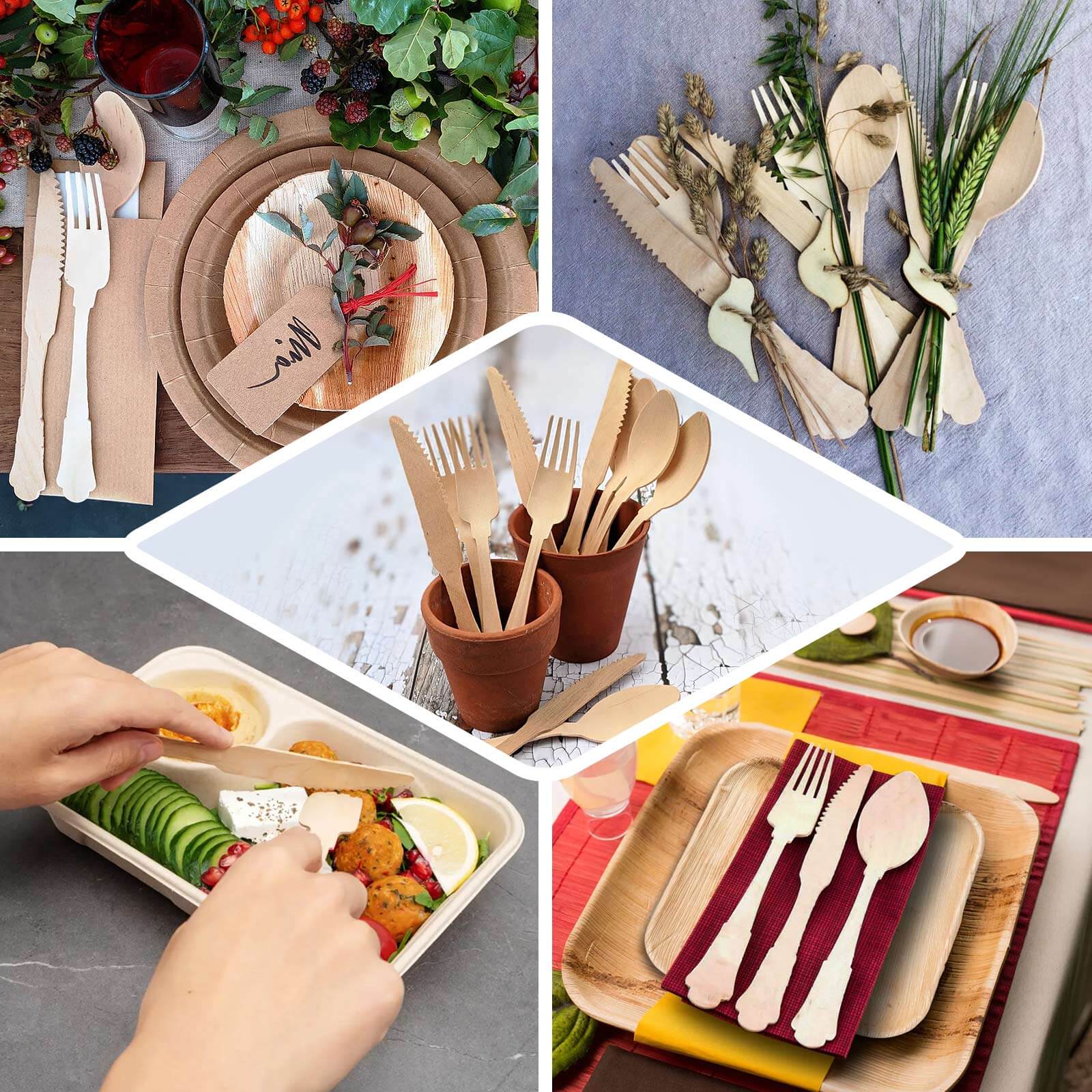 24-Pack Natural Birchwood Forks with Baroque Design - Ideal for Rustic Outdoor Parties! Eco-Friendly & Biodegradable