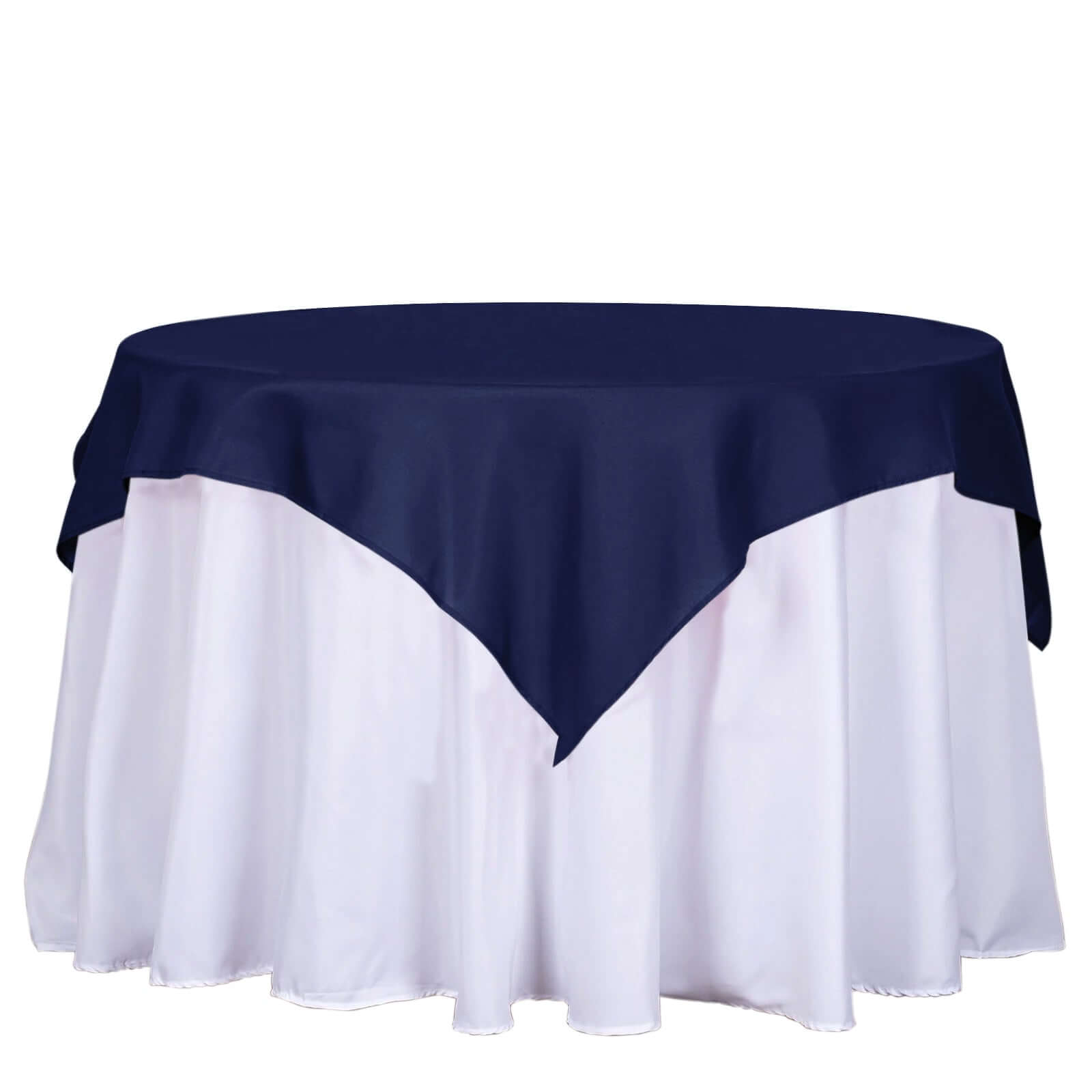 Navy Blue 54x54 Polyester Square Table Overlay - Wrinkle-Free & Durable