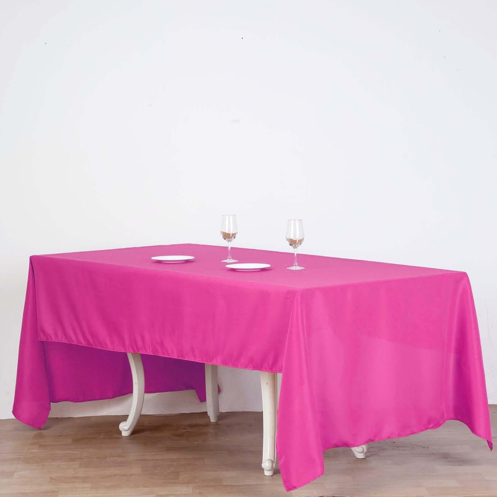 Wrinkle-Resistant 60x126 Rectangle Fuchsia Polyester Table Cover