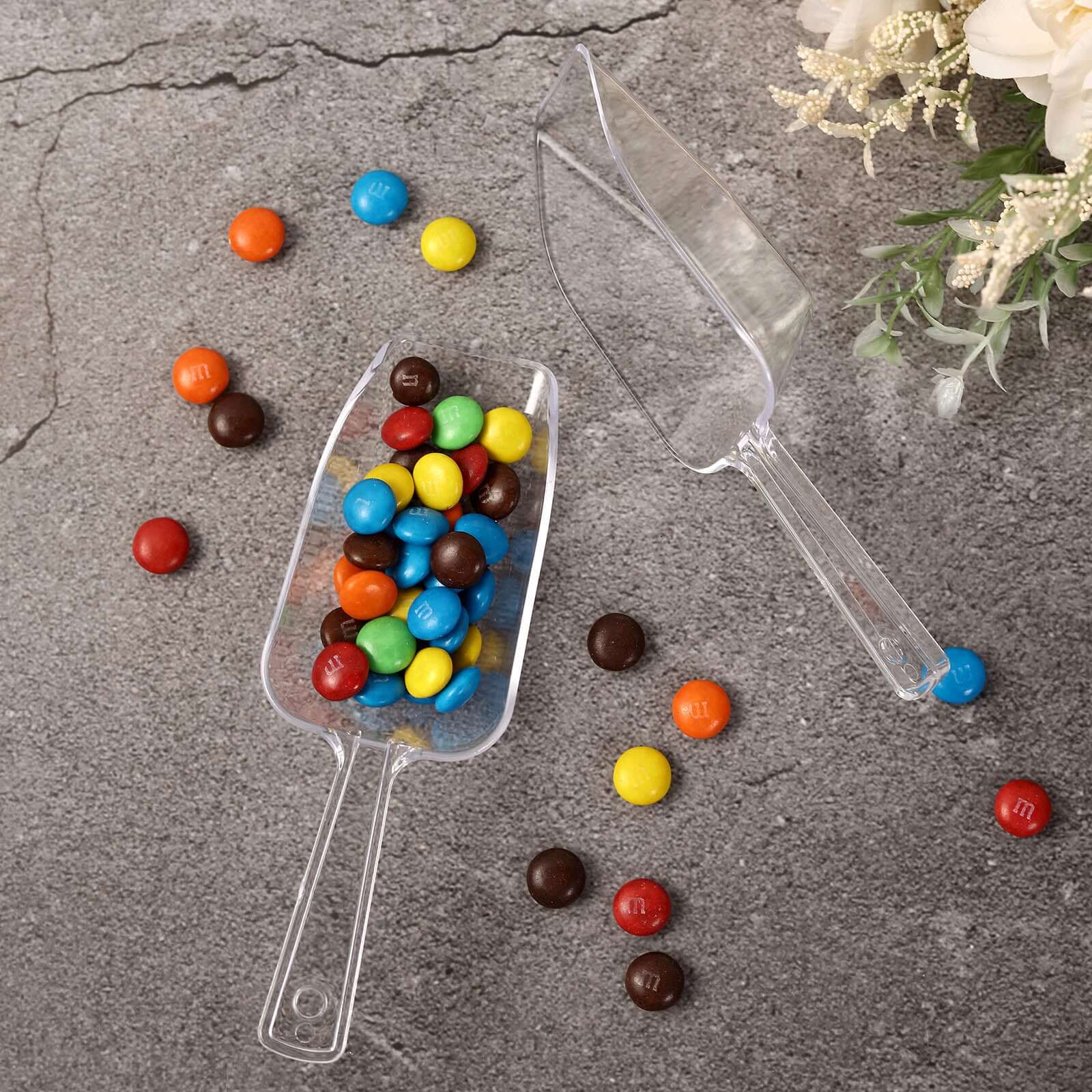 6-Pack Clear Plastic Disposable Candy Scoops for Bar and Buffet - Great Deal