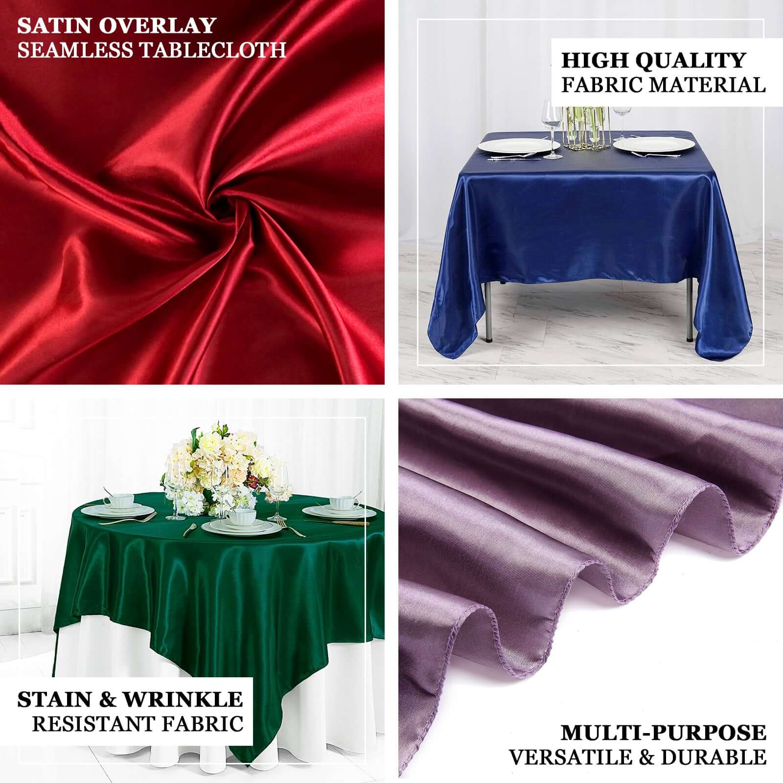 Hot Sale! Dusty Blue Satin Square Table Overlay 60x60 - Smooth and Silky Table Cover