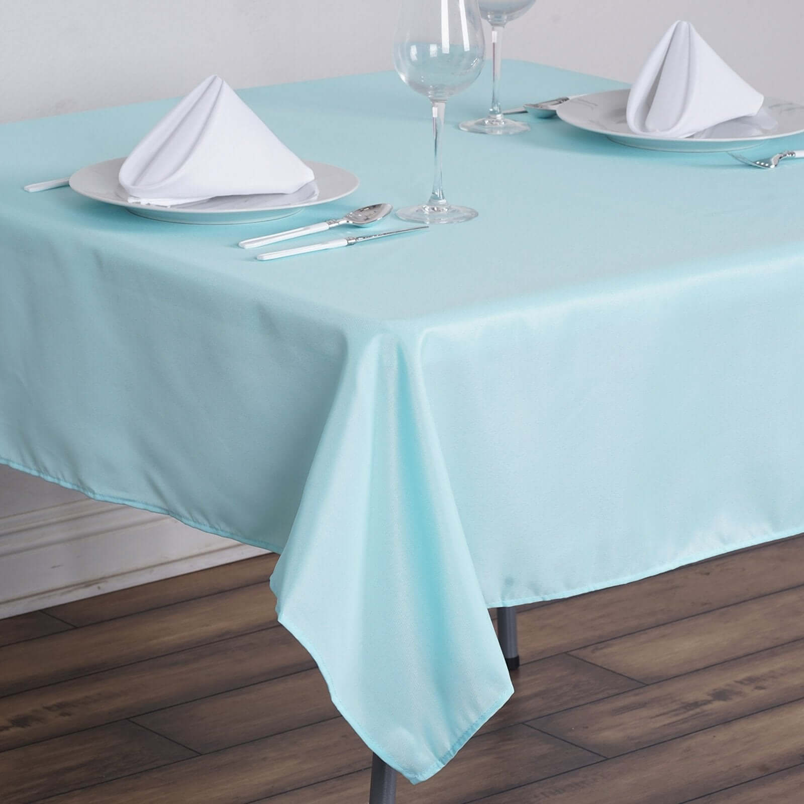 Light Blue Wrinkle-Resistant & Durable 54x54 Polyester Square Table Overlay