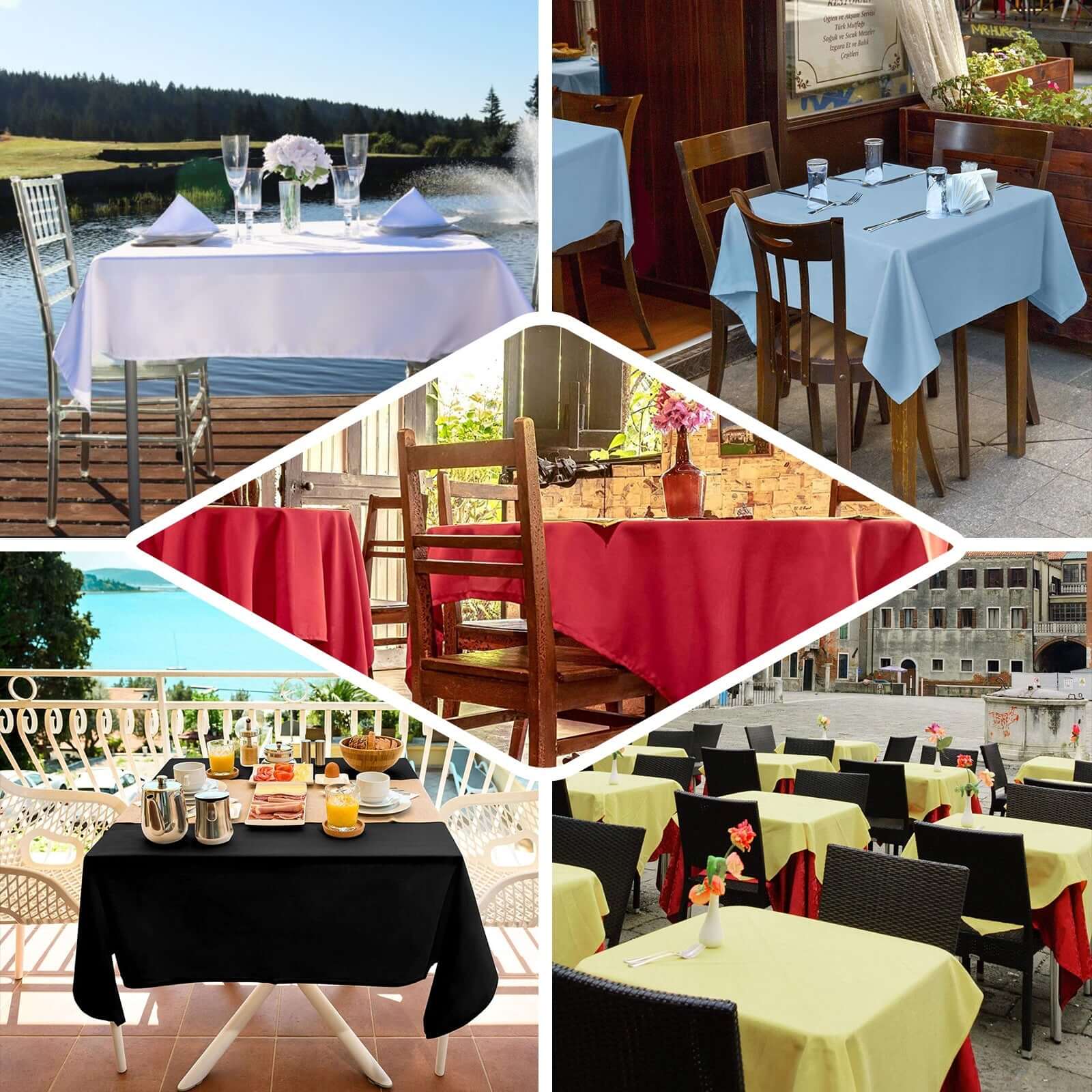 Durable & Wrinkle-Resistant Yellow 54x54 Polyester Square Tablecloth - Ideal for Events