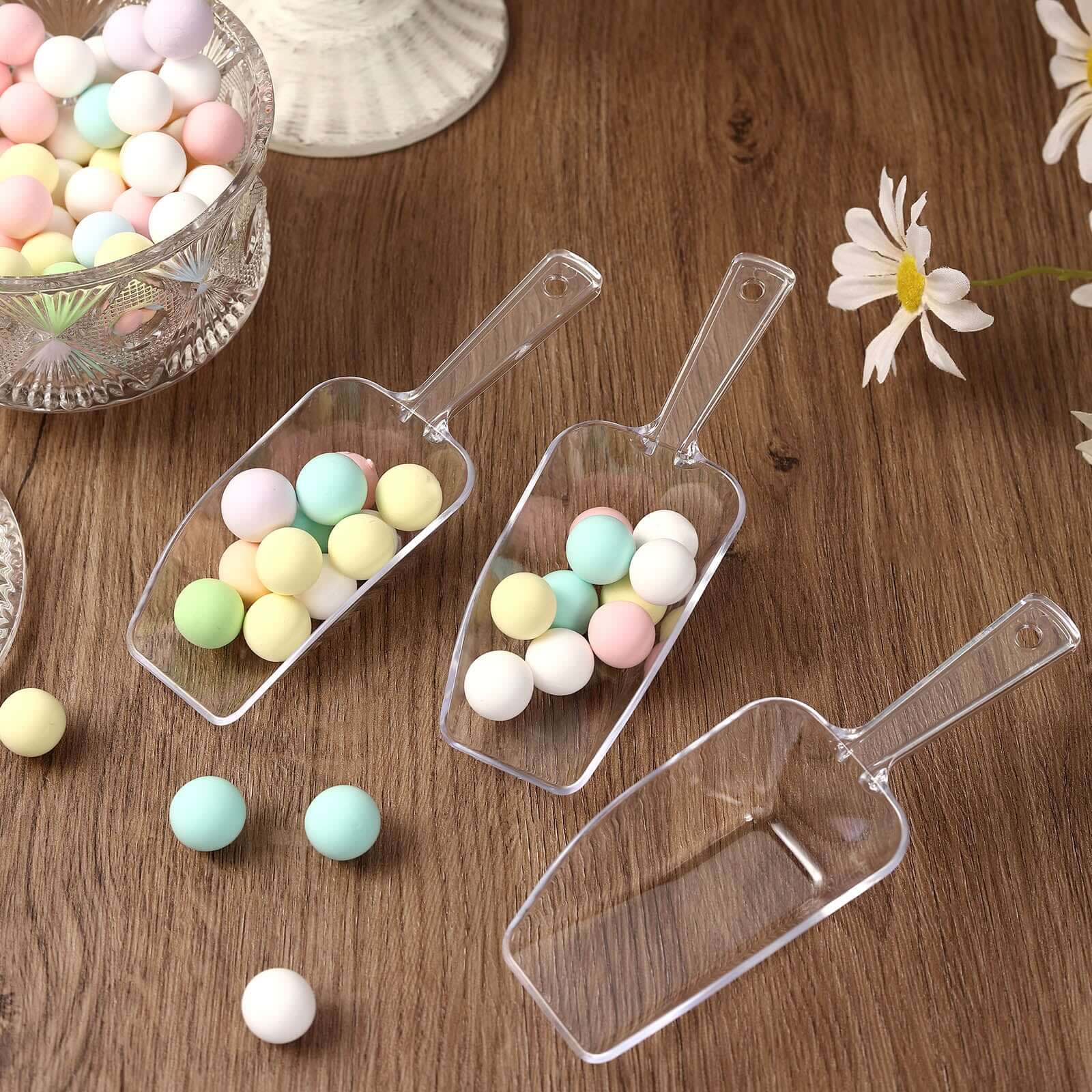 6-Pack Clear Plastic Disposable Candy Scoops for Bar and Buffet - Great Deal