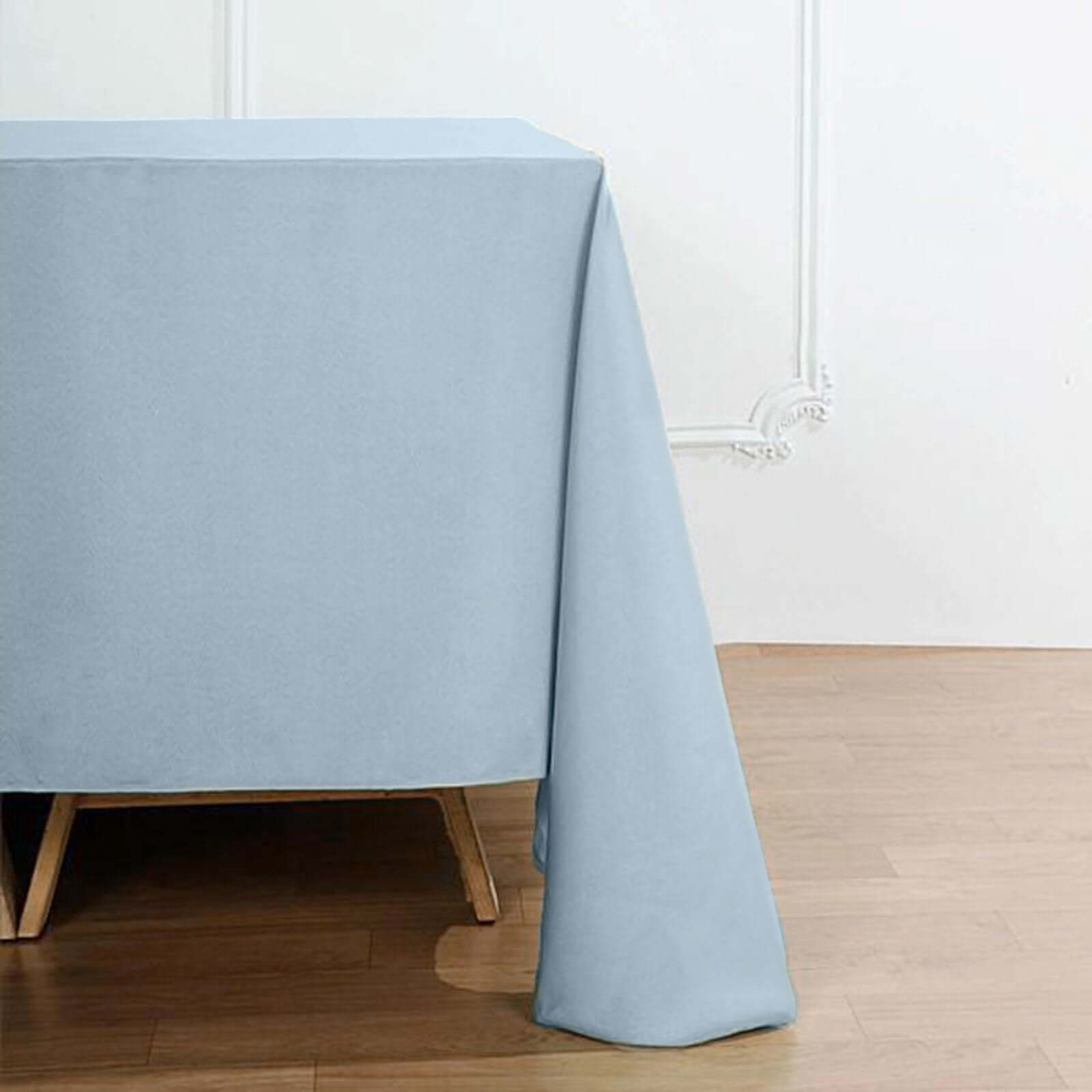 Durable Wrinkle-Resistant 90x90 Polyester Square Tablecloth in Dusty Blue