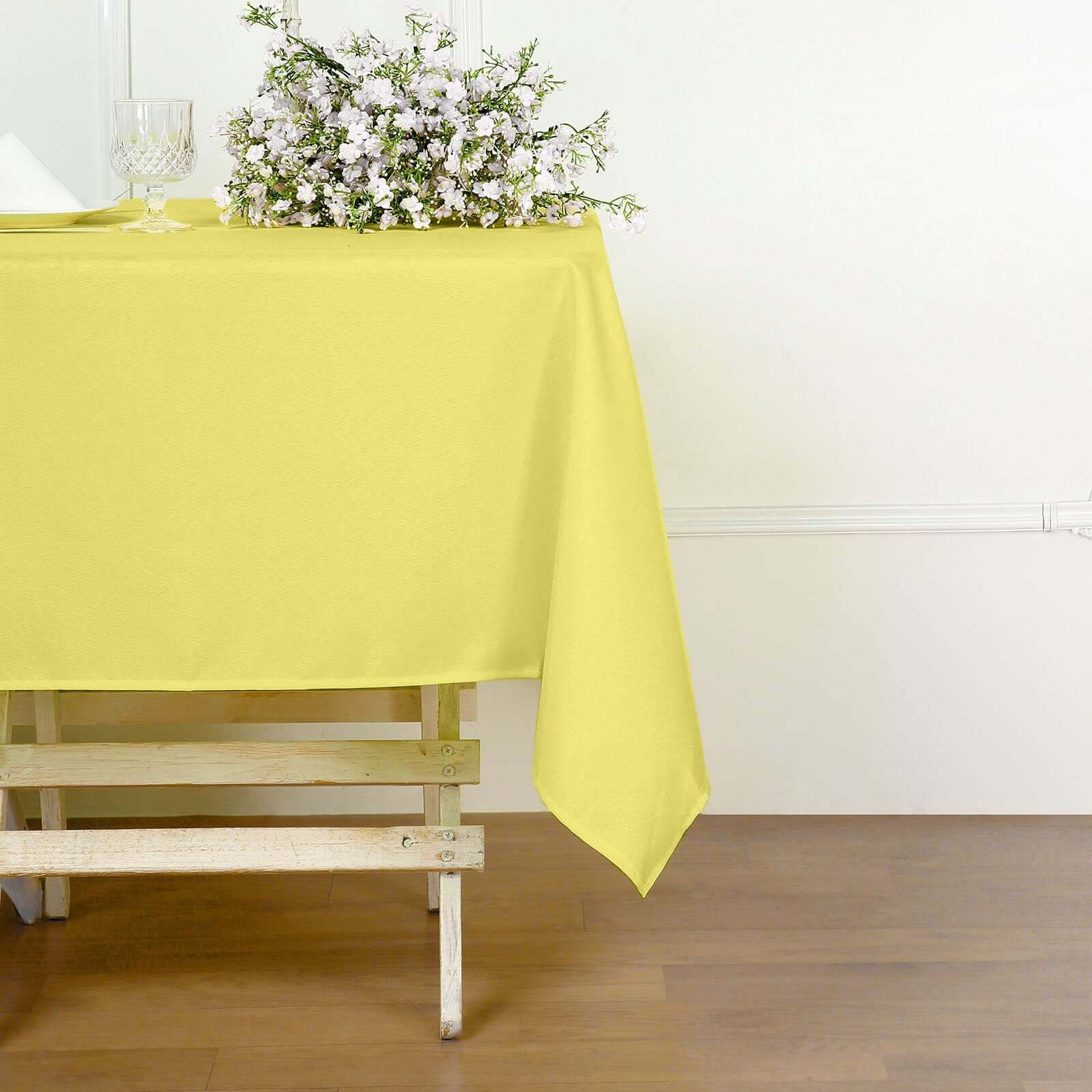 Durable & Wrinkle-Resistant Yellow 54x54 Polyester Square Tablecloth - Ideal for Events