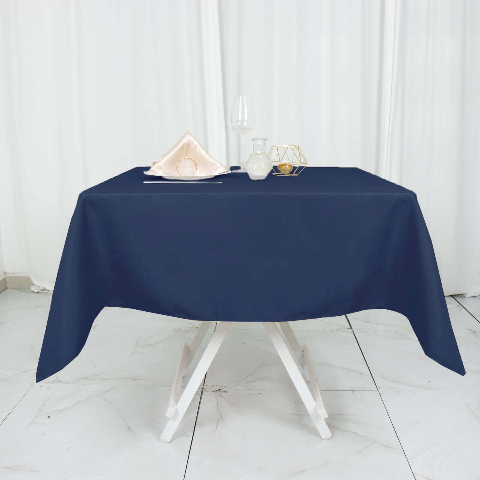 Sale! Navy Blue 54x54 Premium Polyester Square Tablecloth - 220GSM Stain & Wrinkle Resistant