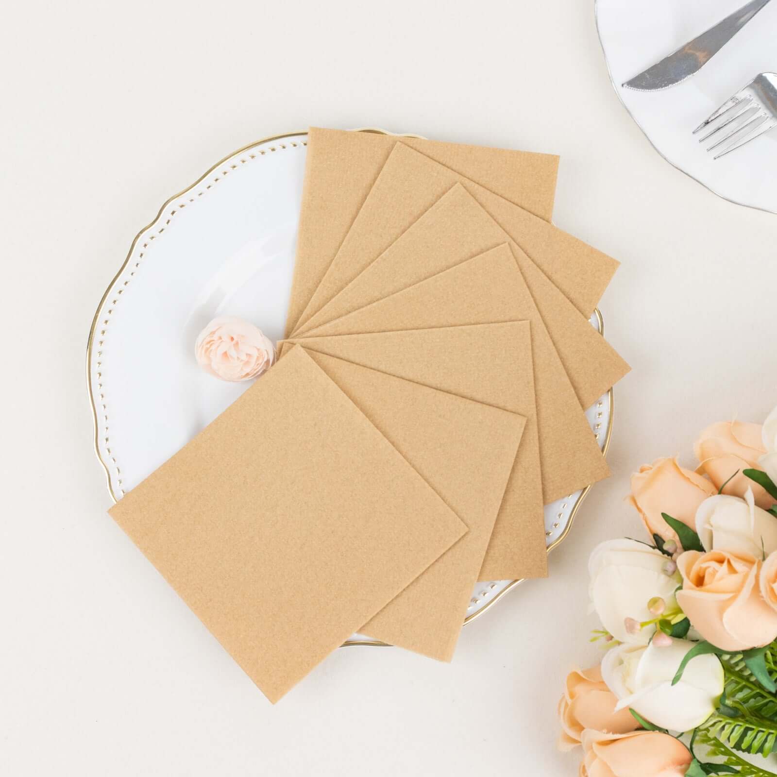 20-Piece Set of 5x5 Natural Linen-Look Highly Absorbent Airlaid Napkins