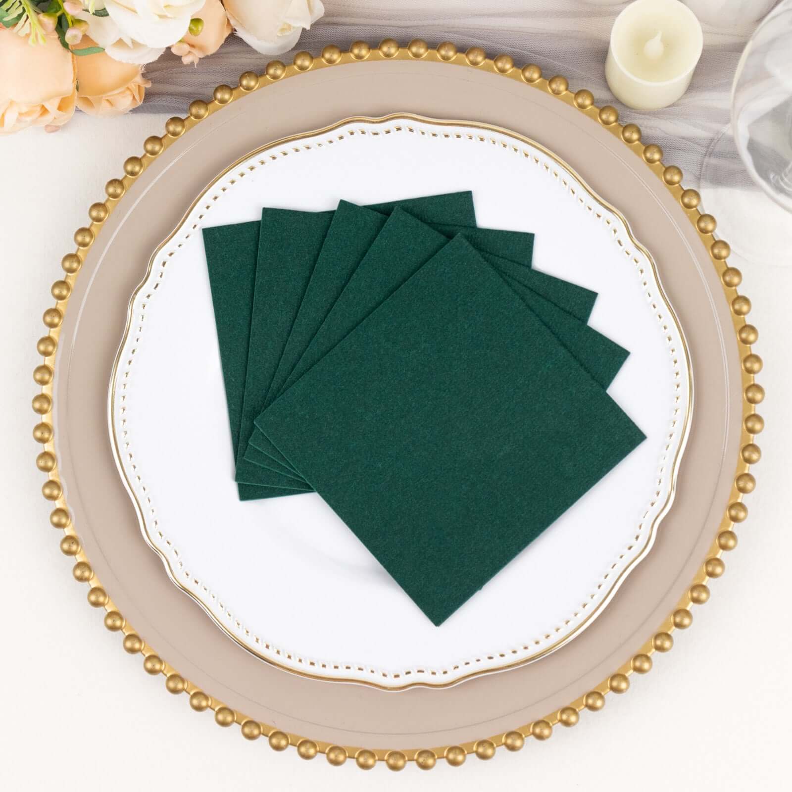 20-Pack Hunter Emerald Green Airlaid Cocktail Napkins - Soft, Absorbent & Linen-Like