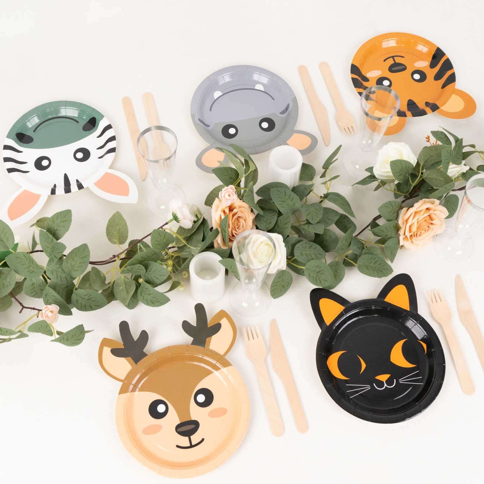 Great Deal! Set of 25 Disposable Paper Round Plates with Assorted Jungle Animal Prints for Themed Parties