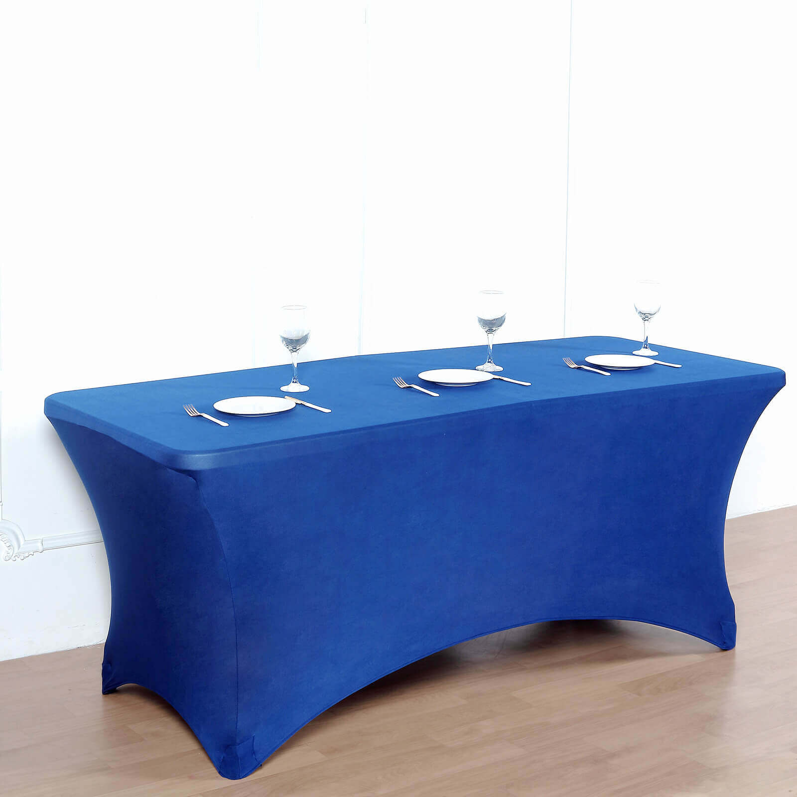 Royal Blue Durable Stretch Spandex Table Cover for 8-Foot Rectangles - Perfect for Events!