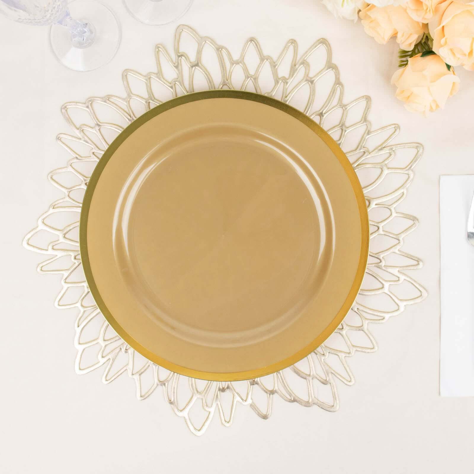 Hot Deal! 10-Pack Gold Plastic 10-Inch Disposable Dinner Plates for Special Events