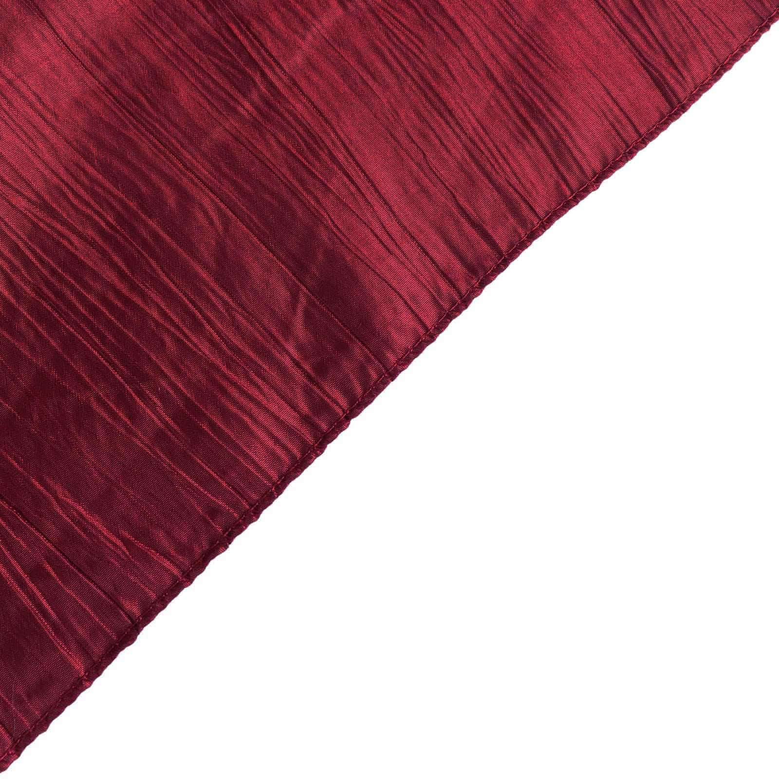 Hot! Burgundy 72x72 Square Accordion Crinkle Taffeta Table Overlay
