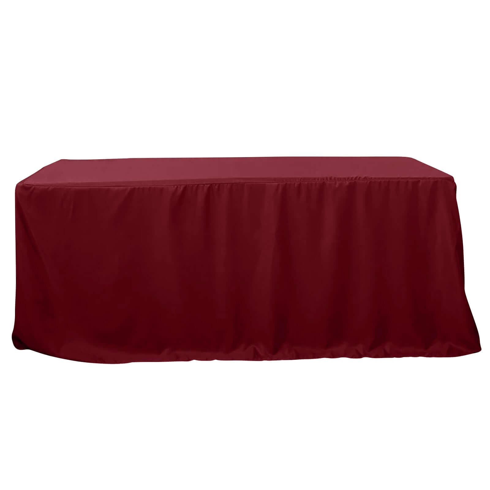 Durable Burgundy Fitted Polyester Rectangle Tablecloth for 8FT Tables - Easy Maintenance