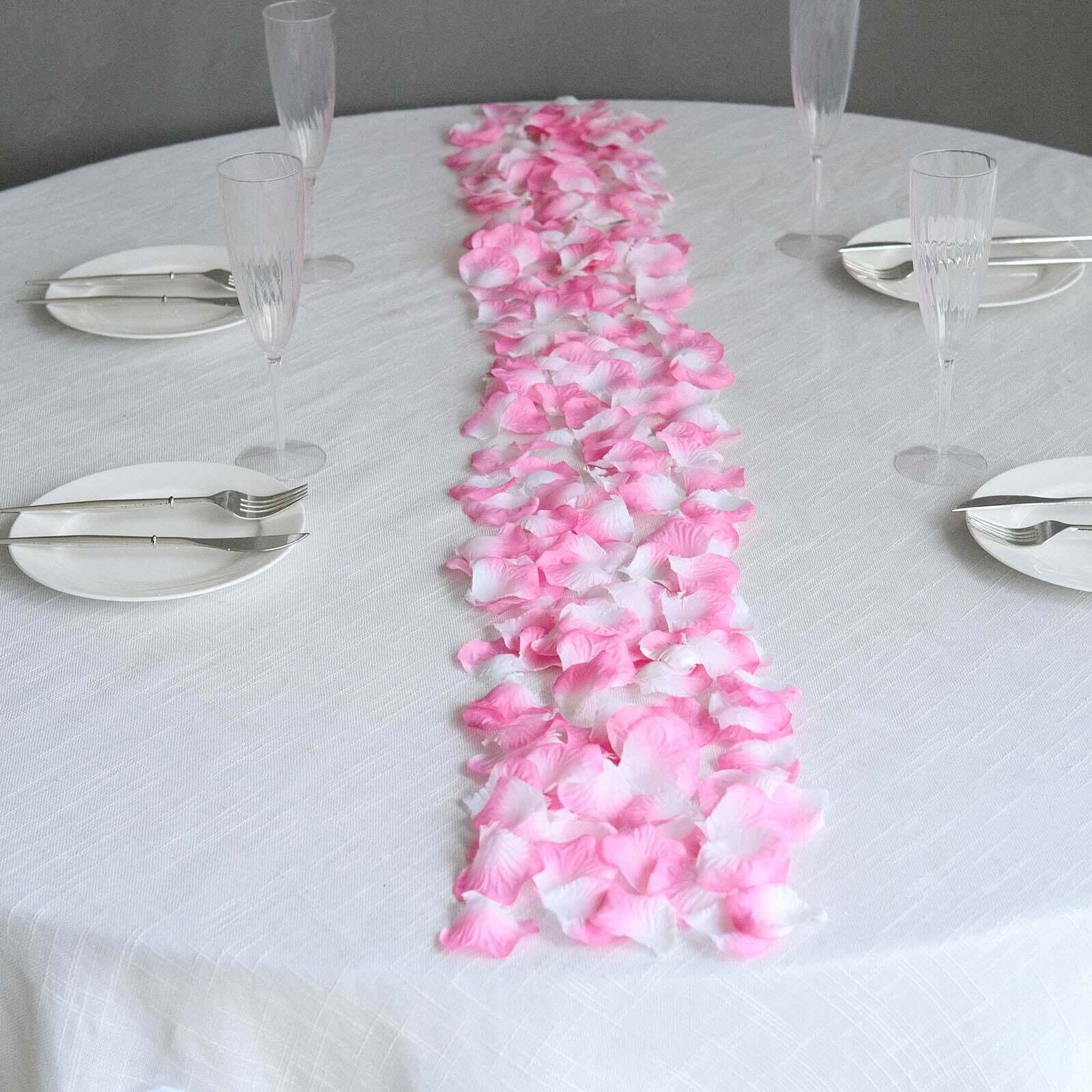 Hot Sale! 500-Piece Set of White and Pink Silk Rose Petal Confetti for Table and Floor Decor