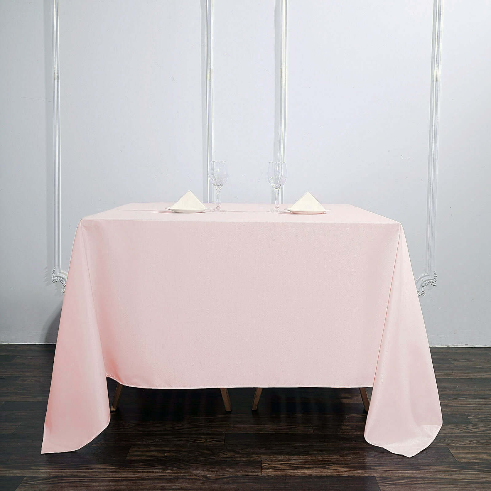 Wrinkle-Resistant & Durable Blush 90x90 Polyester Square Tablecloth
