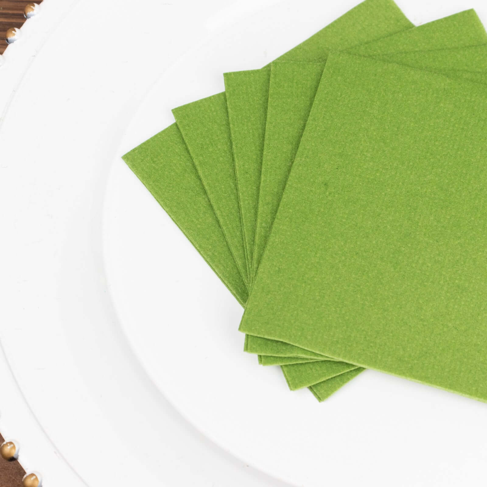 20-Piece Olive Green 5x5 Airlaid Linen-Like Highly Absorbent Napkins