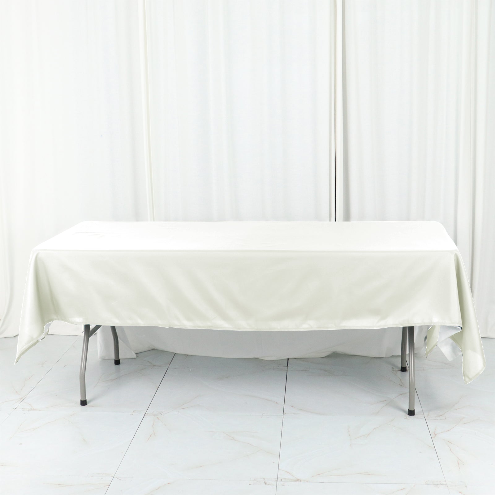 Ivory Wrinkle-Resistant 60x102 Cotton Blend Rectangle Tablecloth - Ideal for Events