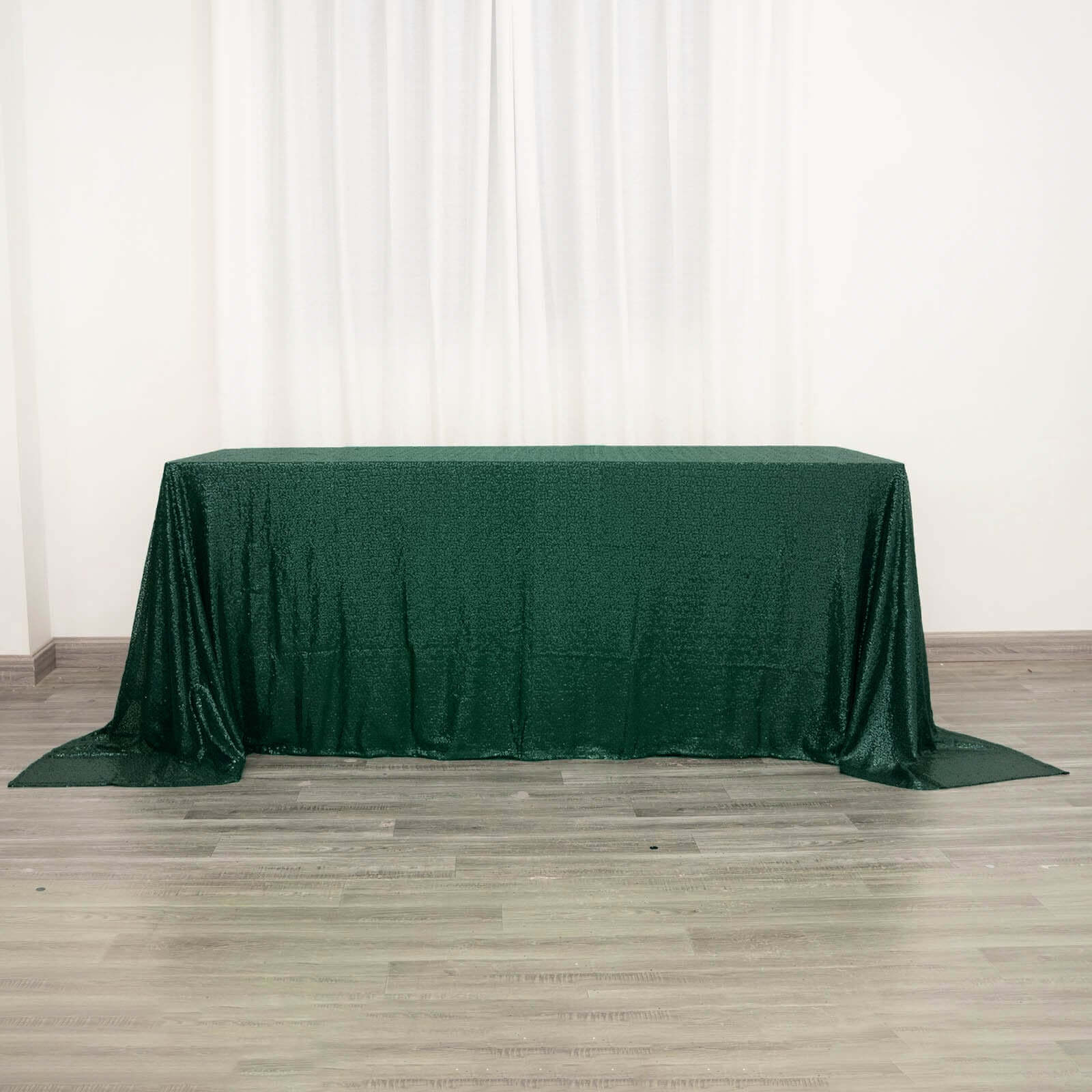Hot Sale! Seamless Sparkly Sequin Rectangle Tablecloth in Hunter Emerald Green, 90x132