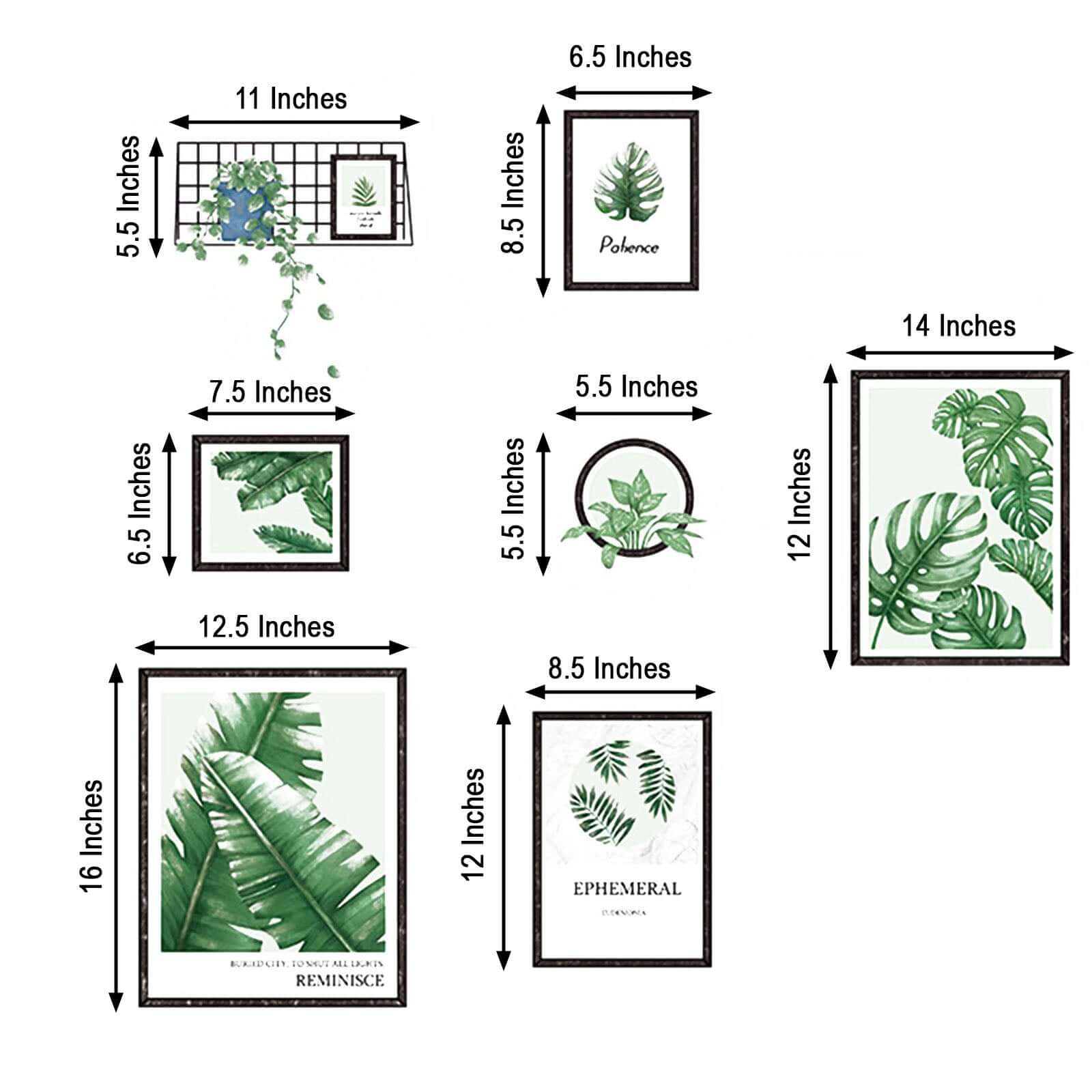 Hot Sale! Tropical Green Plant Leaves Flat Frame Wall Art Decor Stickers for Home