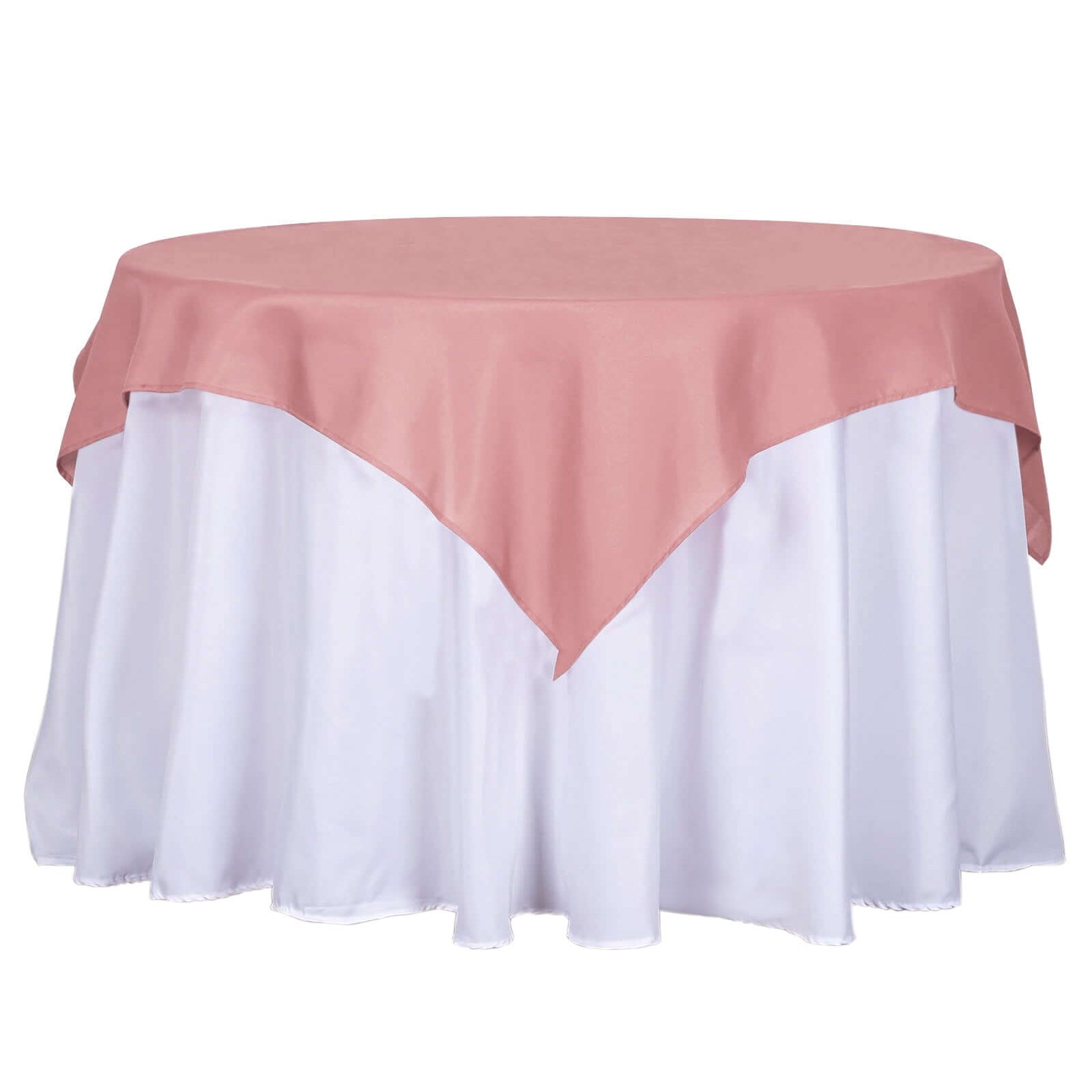Dusty Rose Polyester 54x54 Wrinkle-Resistant & Durable Square Table Overlay - Ideal for Events!