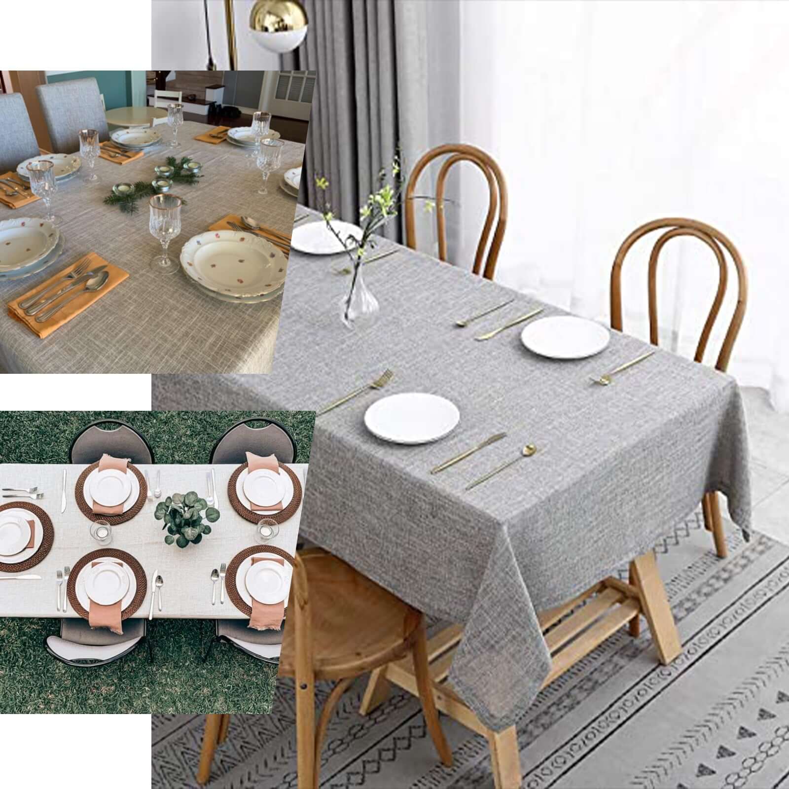 White 60x126 Rectangular Faux Linen Tablecloth - Wrinkle-Free for Weddings & Special Events