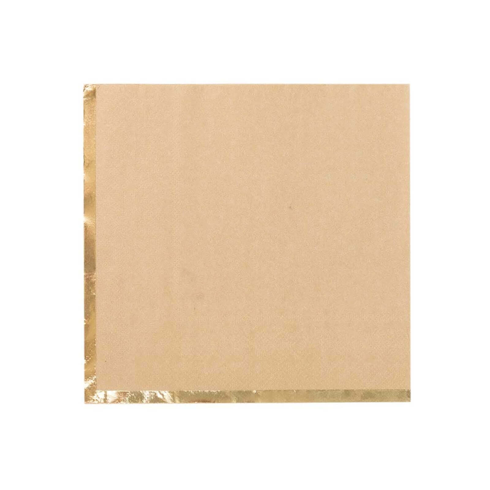 50-Pack Disposable 2-Ply Gold Foil Edge Natural Paper Beverage Napkins for Events