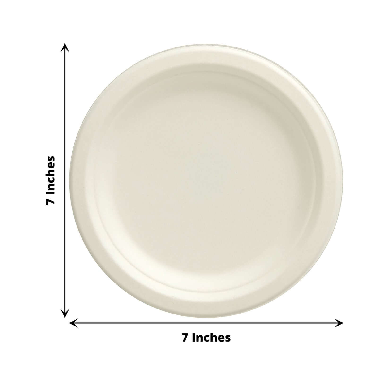 50-Pack White 7" Round Biodegradable Bagasse Dessert Plates - Ideal for Outdoor Events