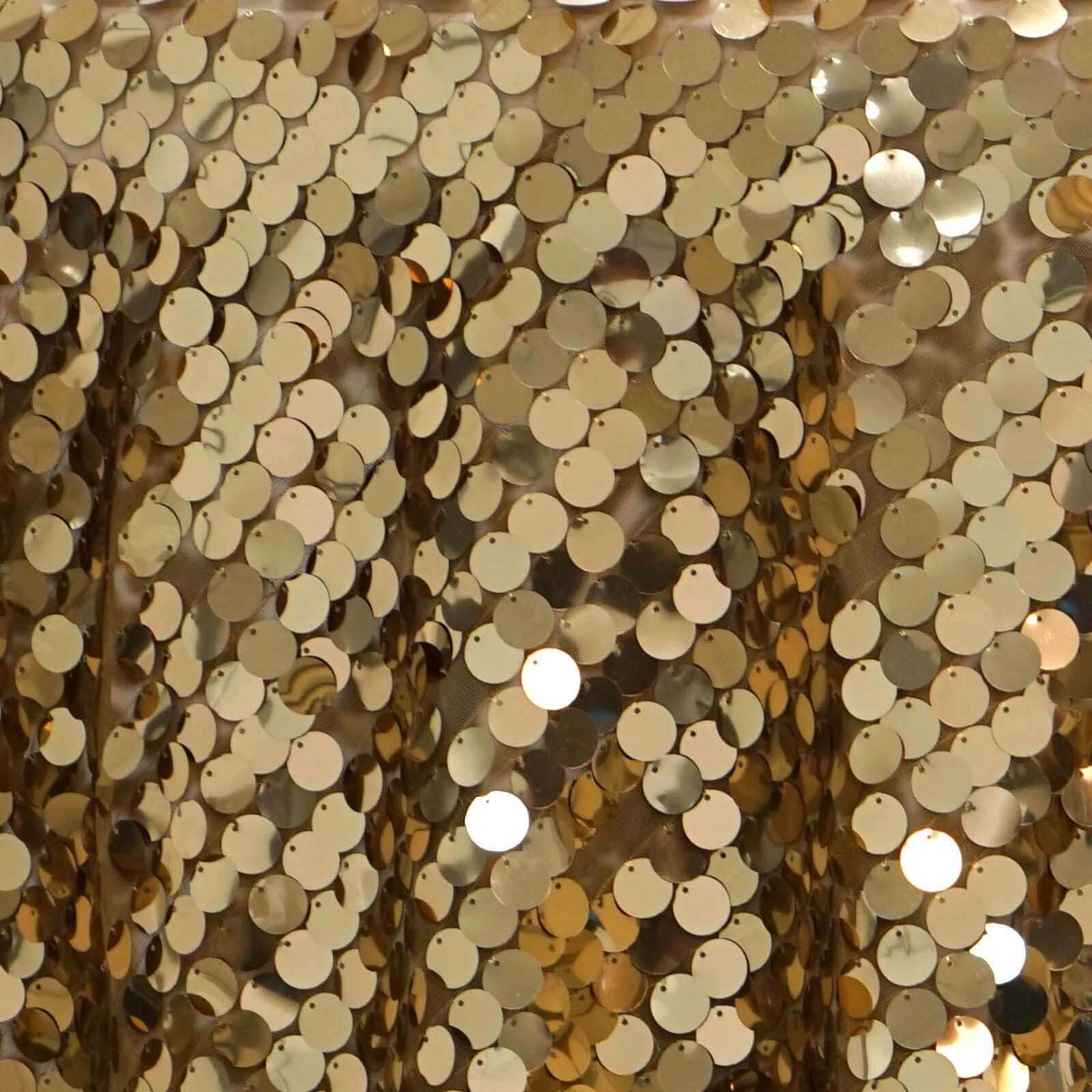 Gold Sequin Rectangle Tablecloth 90x156 - Ideal for Luxurious Celebrations, Seamless Payette Design