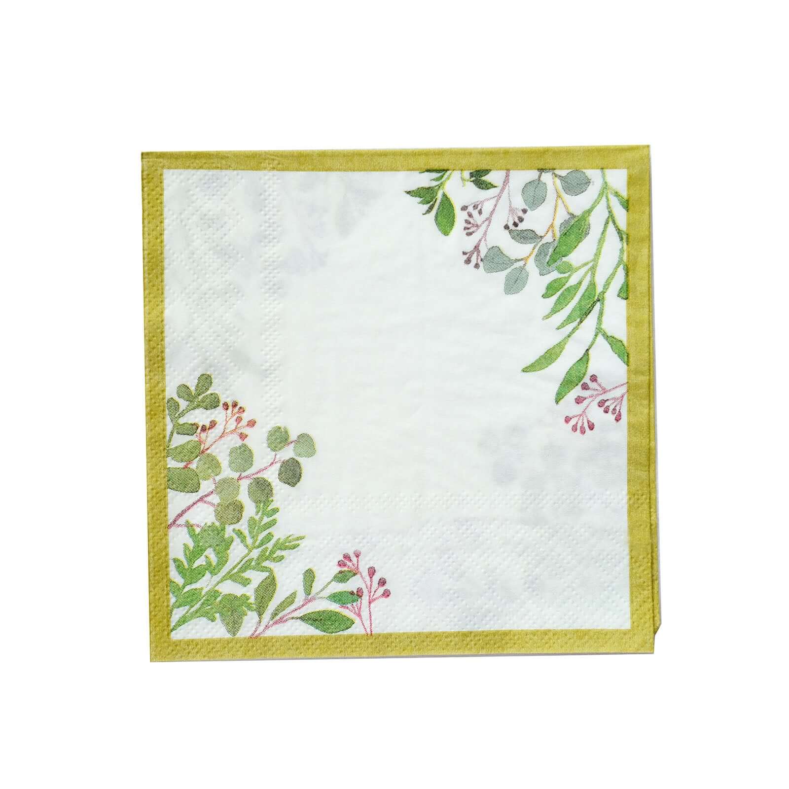 24-Pack Soft 18GSM 2-Ply Paper Dinner Napkins with Tropical Eucalyptus Design for Weddings and Cocktails