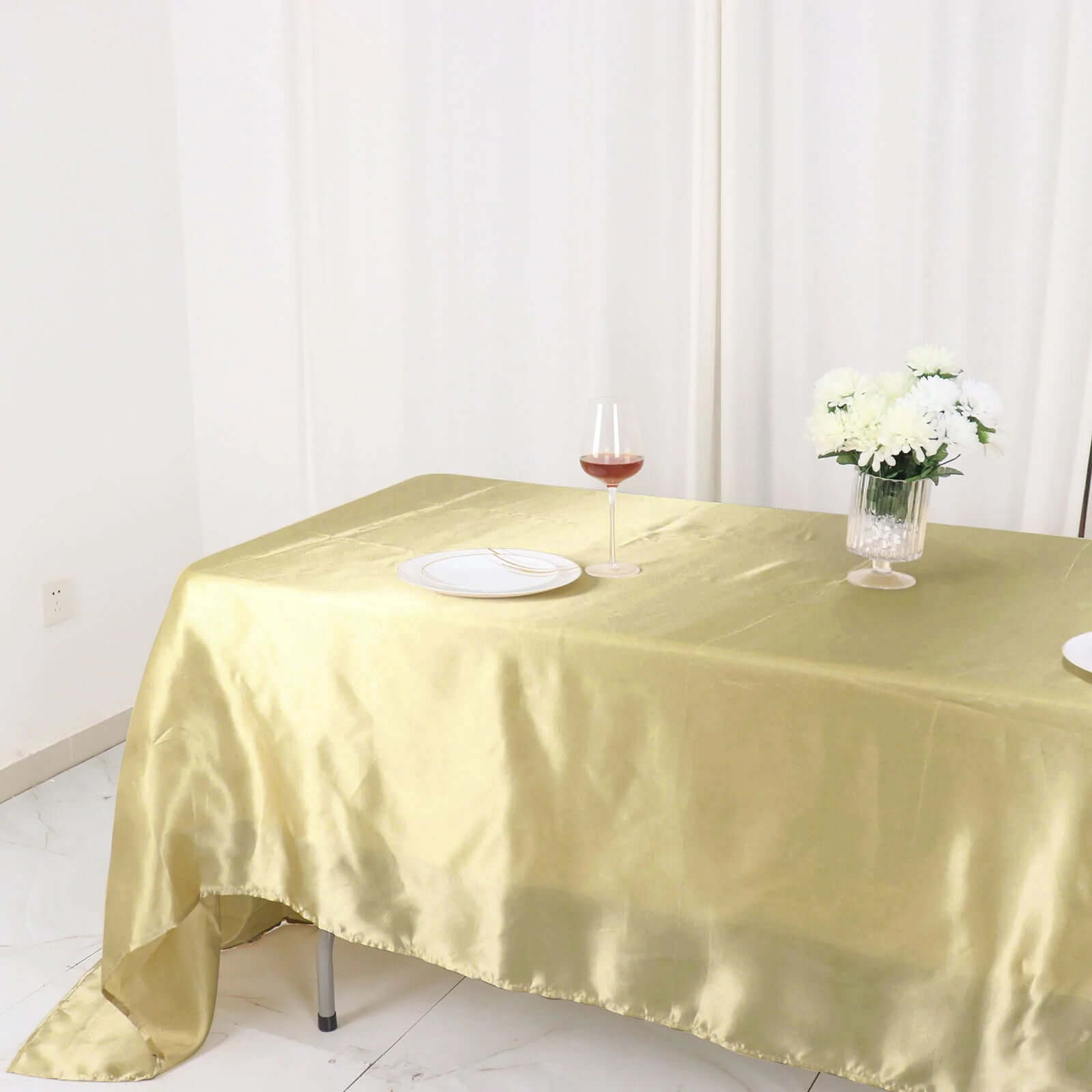 Champagne Satin 60x126 Rectangular Tablecloth - Smooth, Lustrous & Great Value