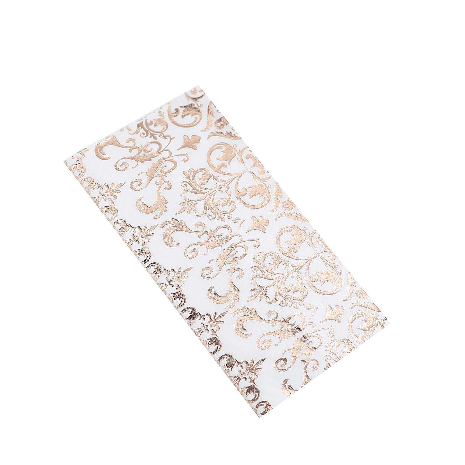 20-Pack Disposable 3-Ply Vintage Rose Gold Metallic Print Paper Dinner Napkins for Weddings