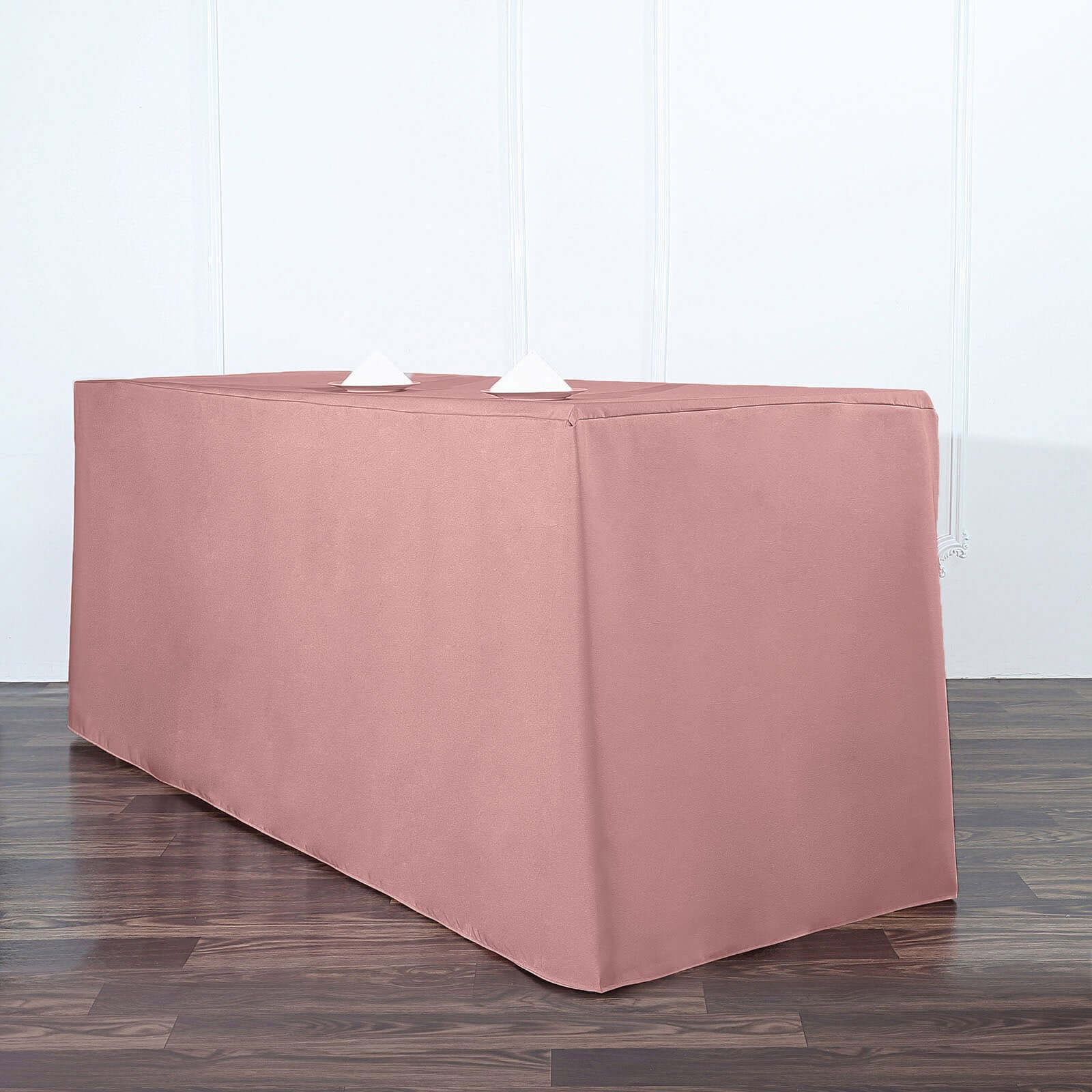 Affordable Durable Dusty Rose Fitted Polyester Rectangle Tablecloth for 6FT Tables