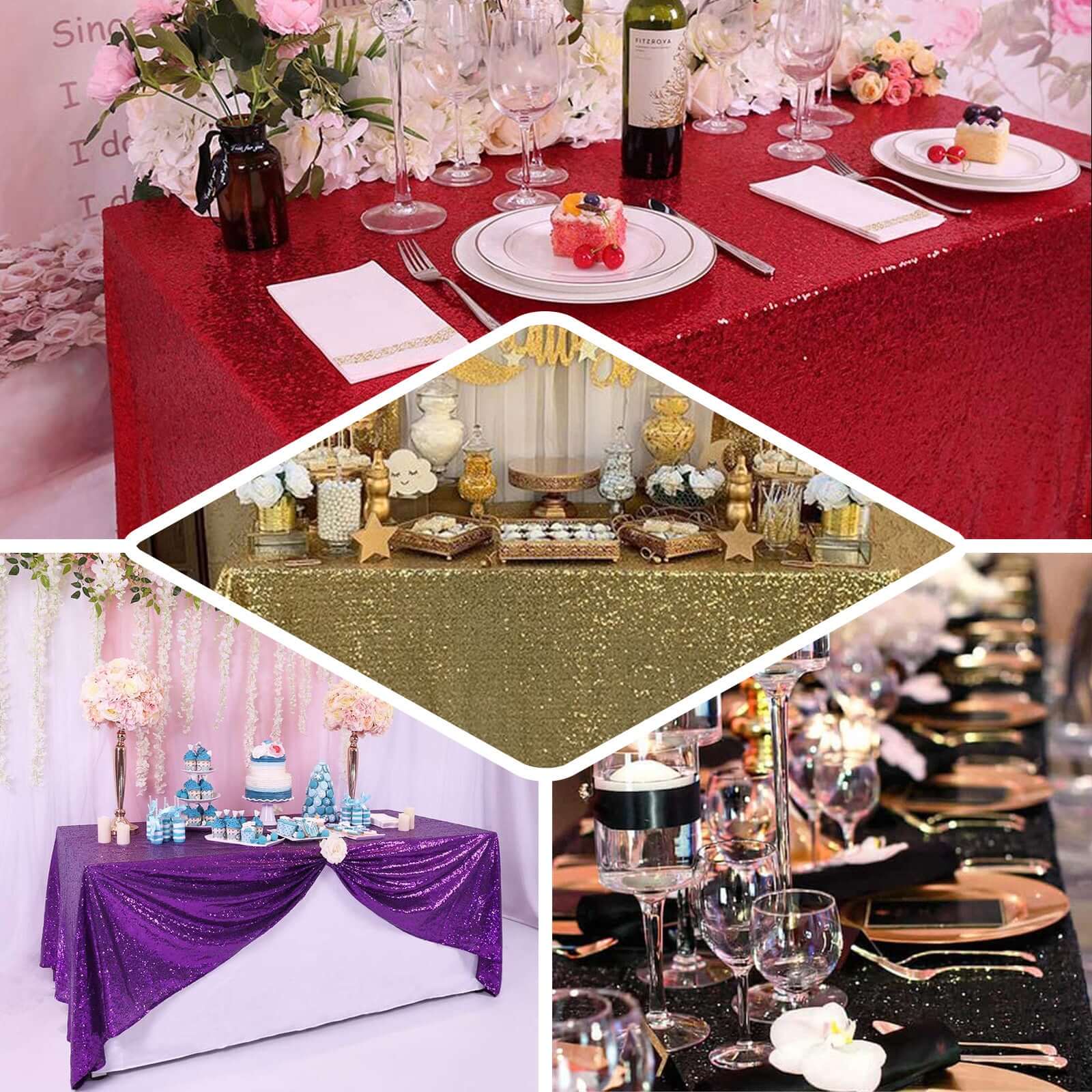 Gold Sequin Rectangle Tablecloth (60x126) - Sparkling for Festive Celebrations