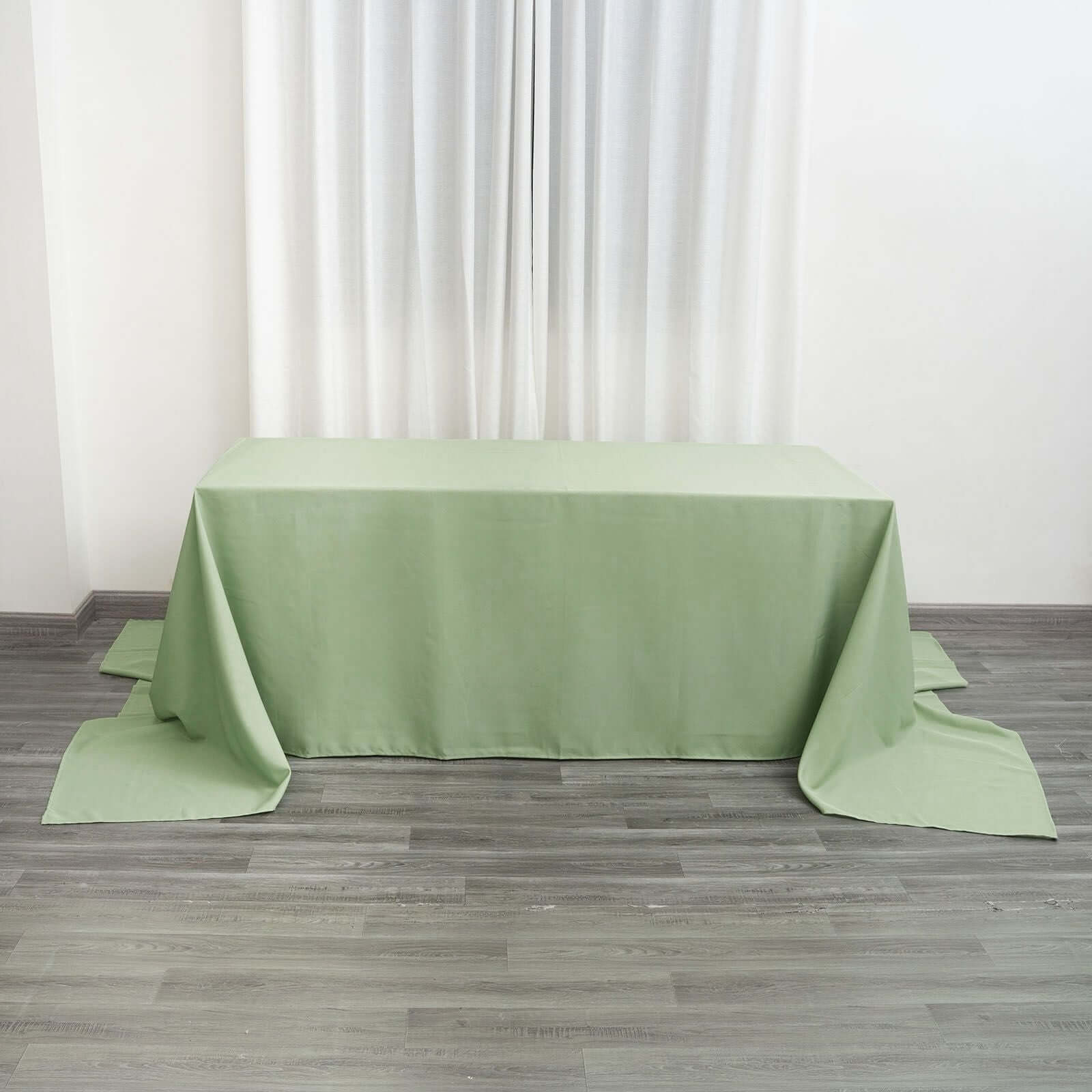 Seamless Wrinkle-Resistant Polyester Rectangle Tablecloth in Sage Green, 90x156 - Ideal for Events