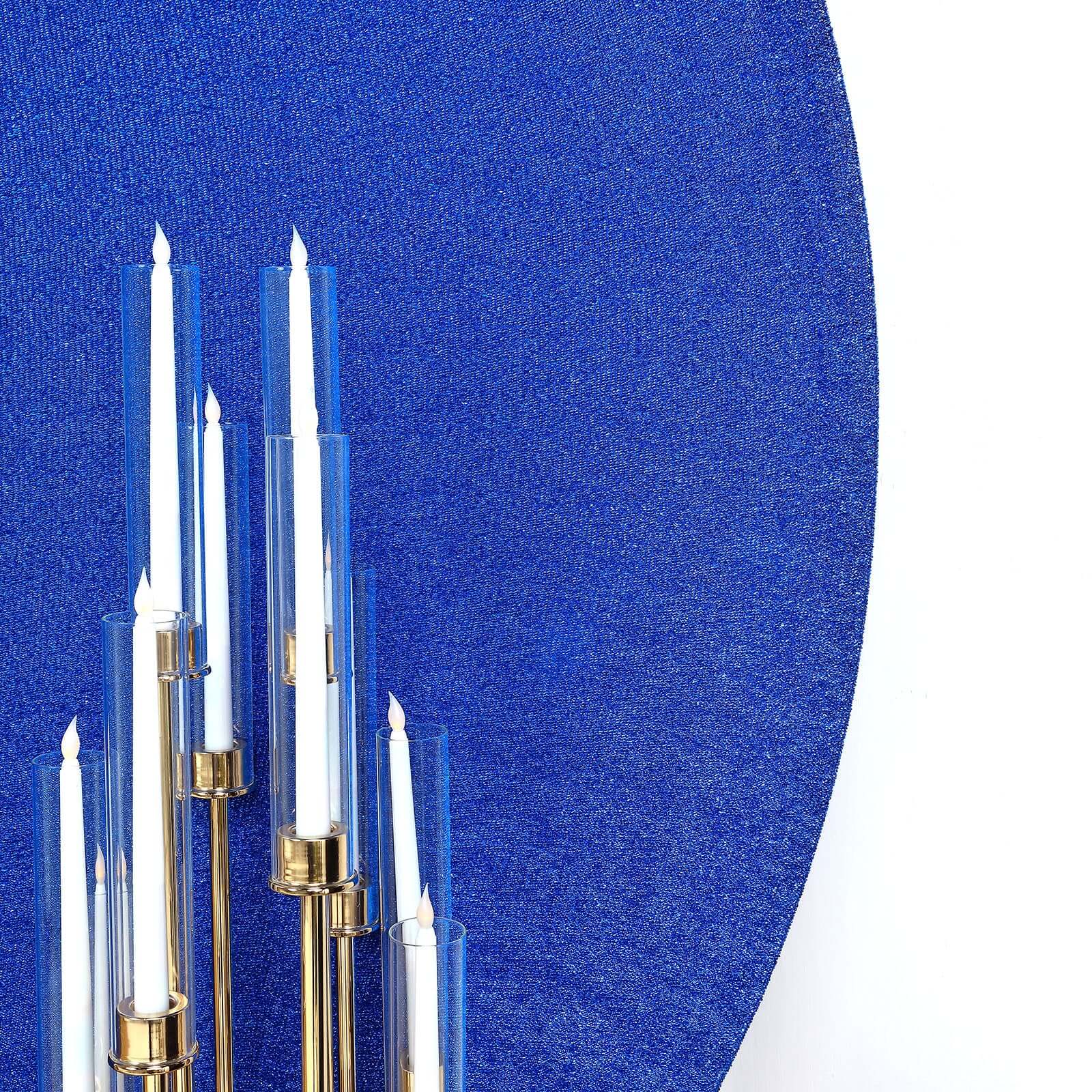 Hot Deal! 7.5ft Royal Blue Metallic Shimmer Tinsel Spandex 2-Sided Wedding Arch Photo Backdrop