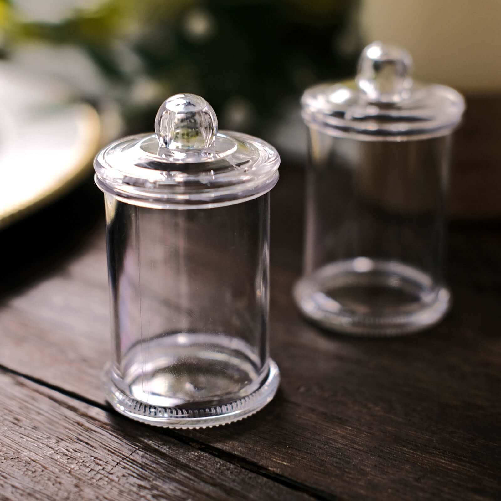 Hot Sale! 12-Pack Disposable Plastic Candy Jars with Clear Lids for Party Favors, 3.5 Inches
