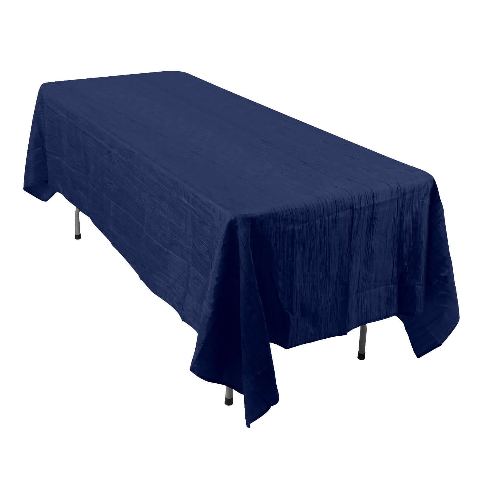 Navy Blue Accordion Crinkle Taffeta Rectangle Tablecloth 60x102